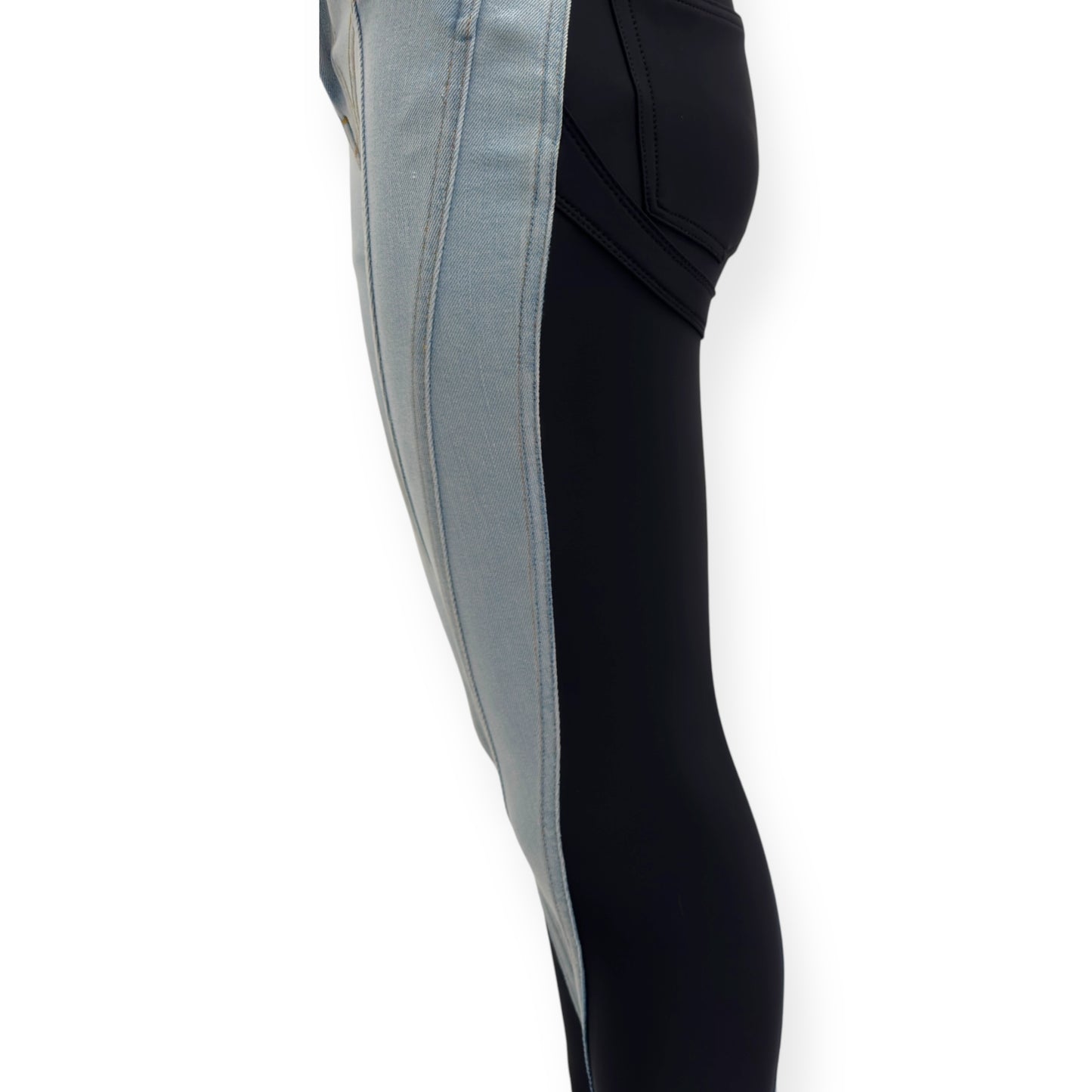 MUGLER SPIRAL SKINNY DENIM JEANS BLUE / BLACK 36 / W26”