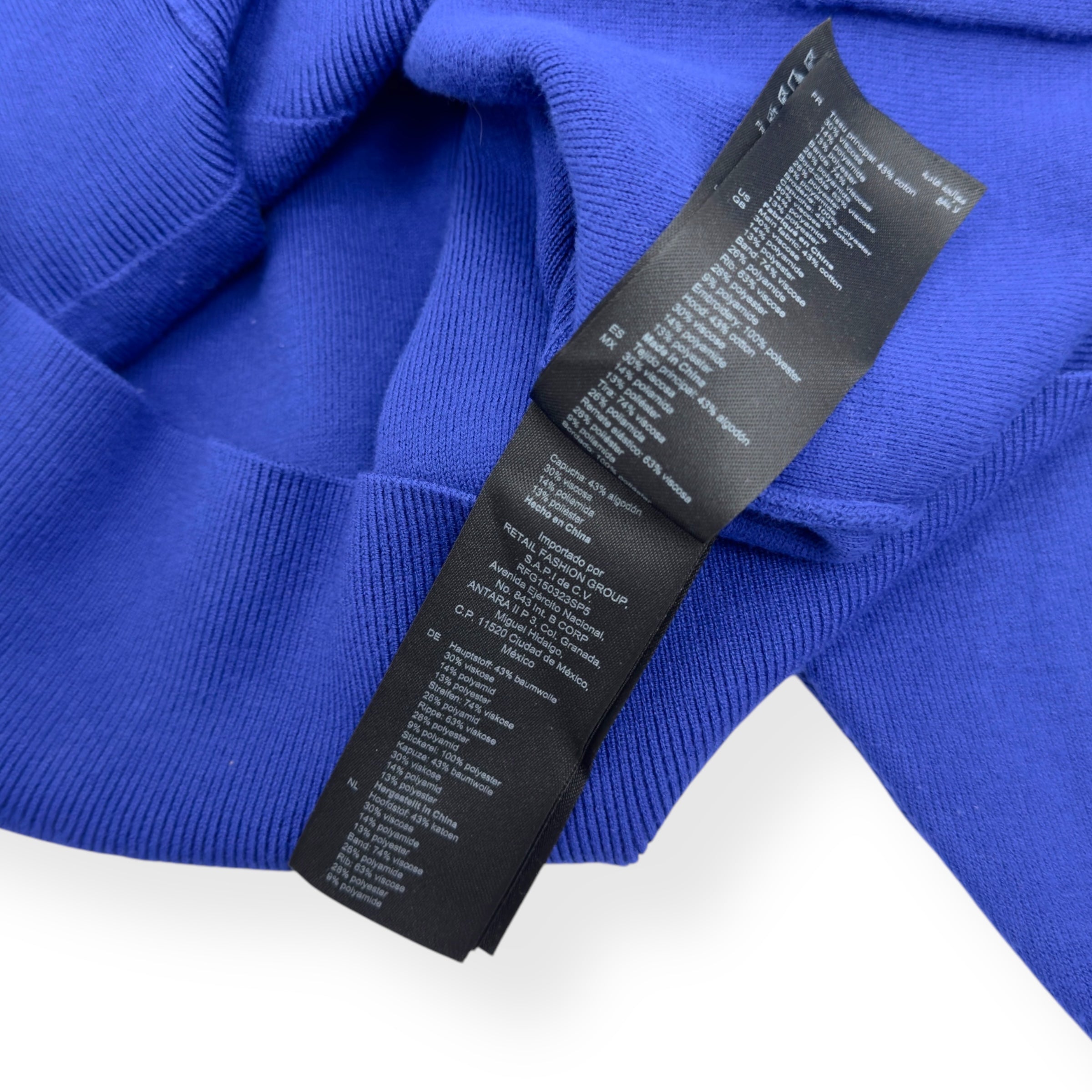 SANDRO HOODED ZIP-UP HOODIE BLUE / WHITE 1 / UK8 / S