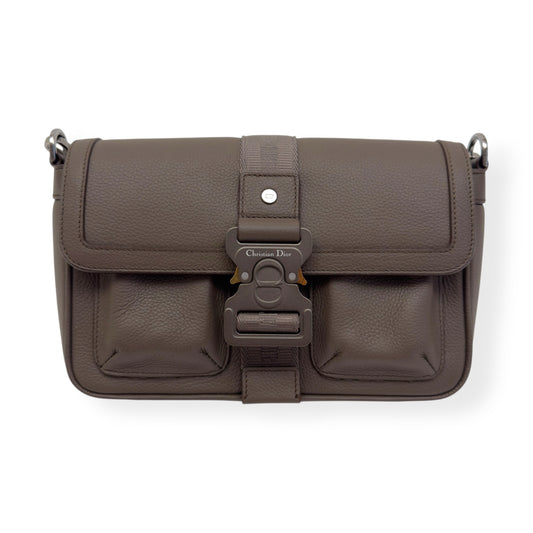 DIOR HIT THE ROAD GRAINED CALFSKIN SHOULDER BAG BROWN S