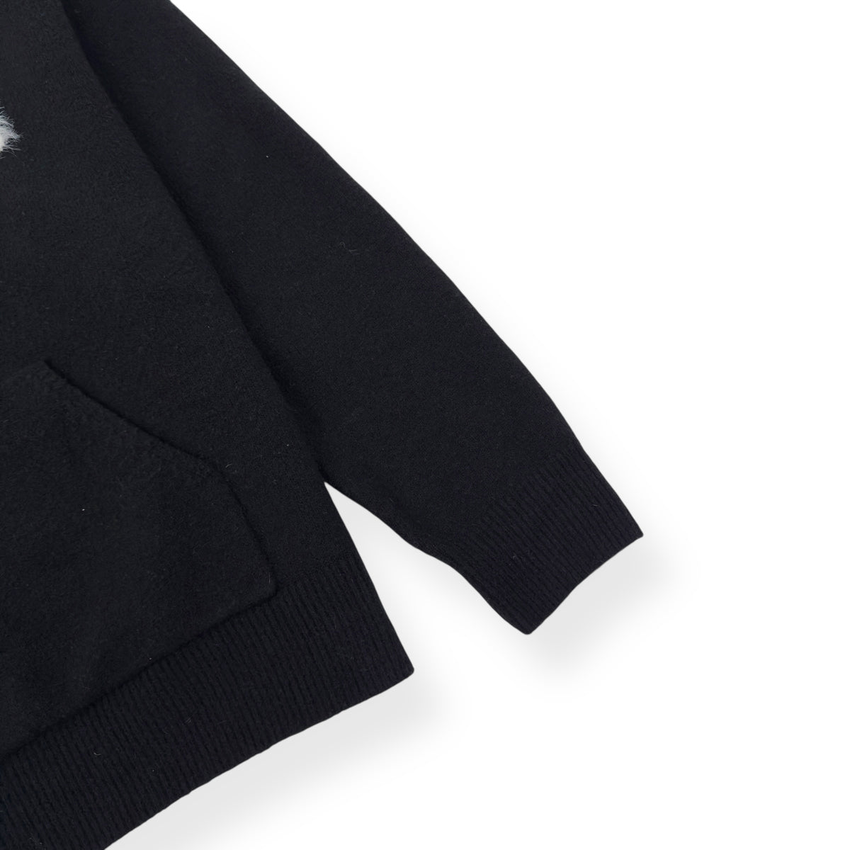 THE COUTURE CLUB FLUFFY EMBLEM KNITTED HOODIE BLACK / WHITE L