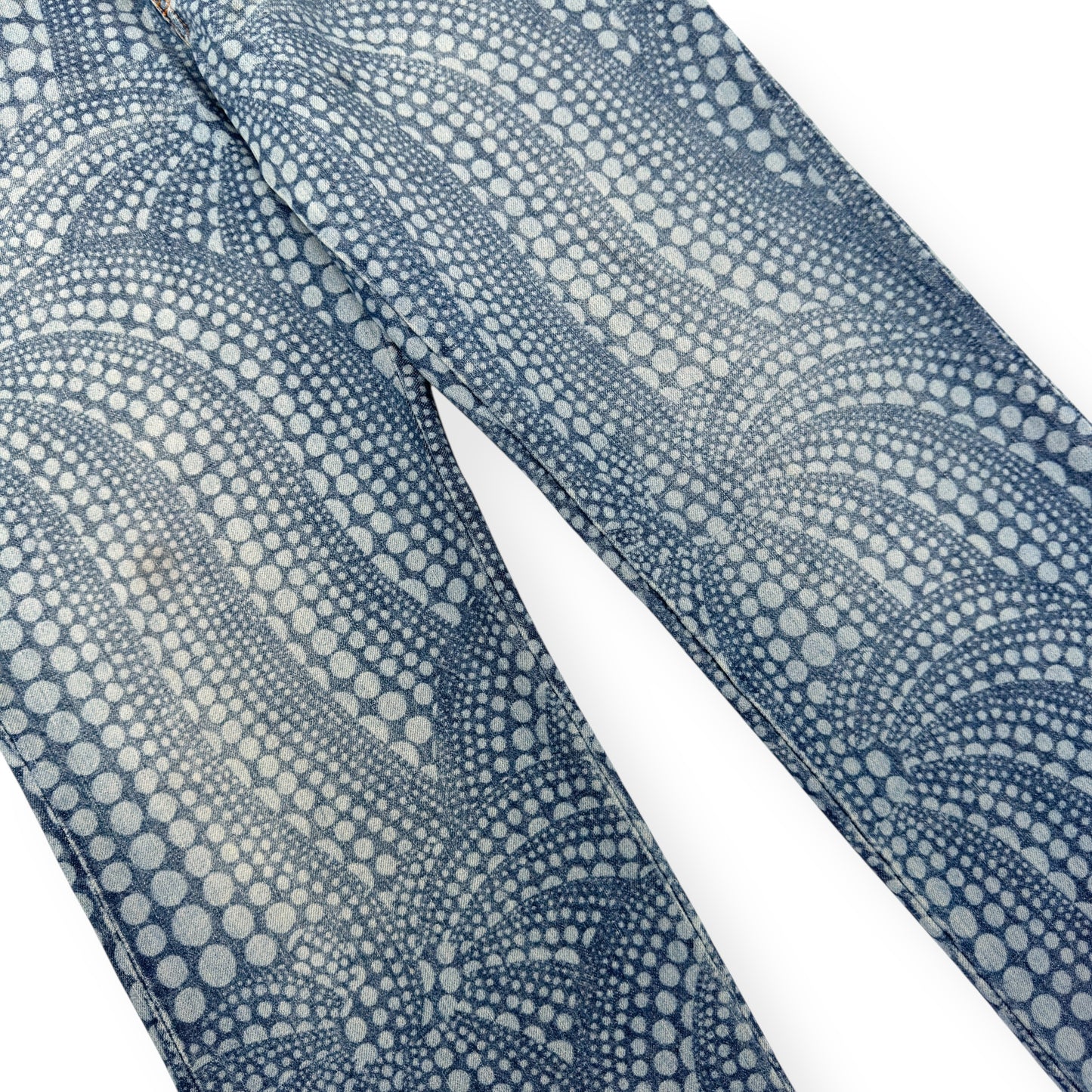 LOUIS VUITTON X YAYOI KUSAMA ALL OVER PUMPKIN GRAPHIC PRINT DENIM JEANS INDIGO W34” / L