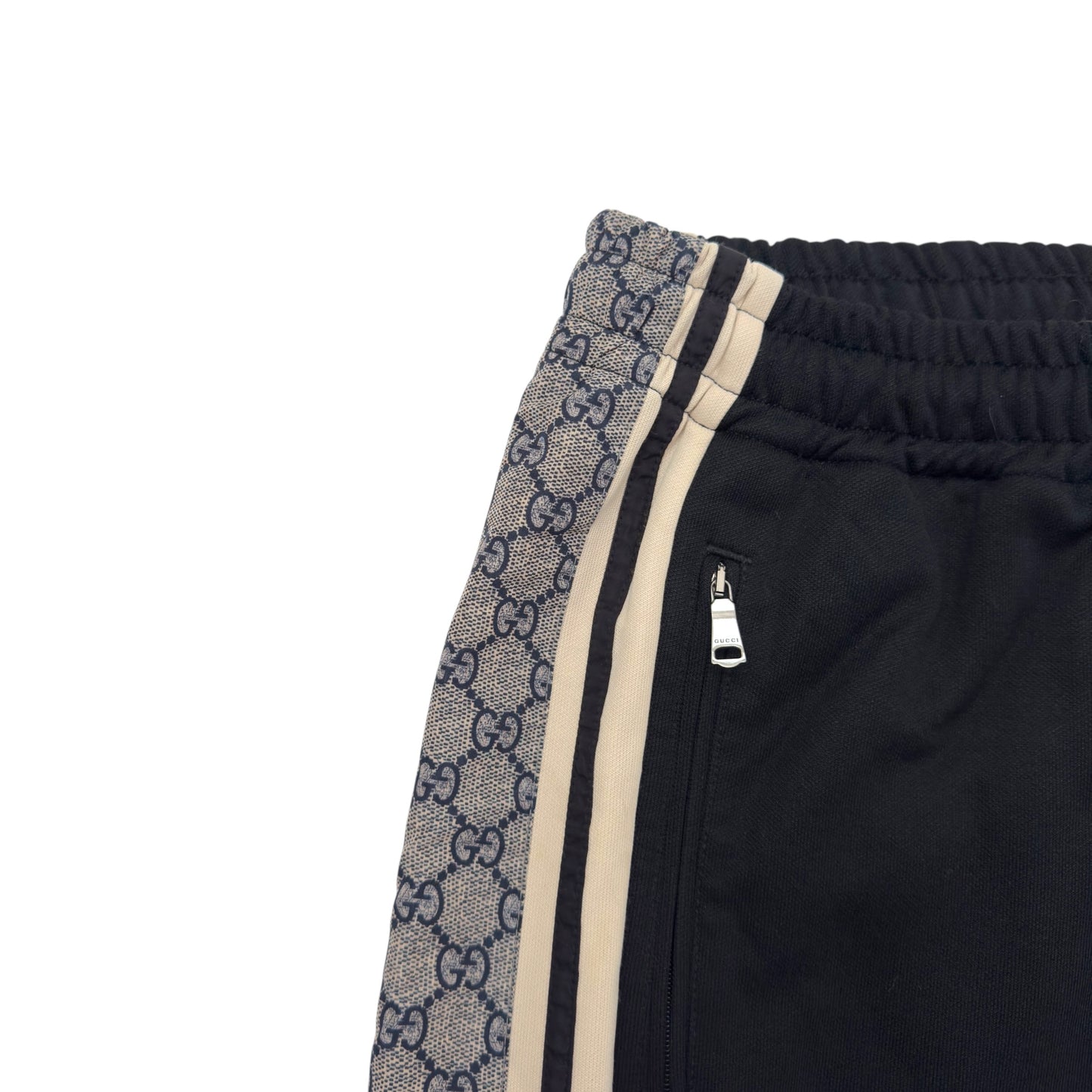 GUCCI TECHNICAL JERSEY TRACK PANTS BLACK / GREY M
