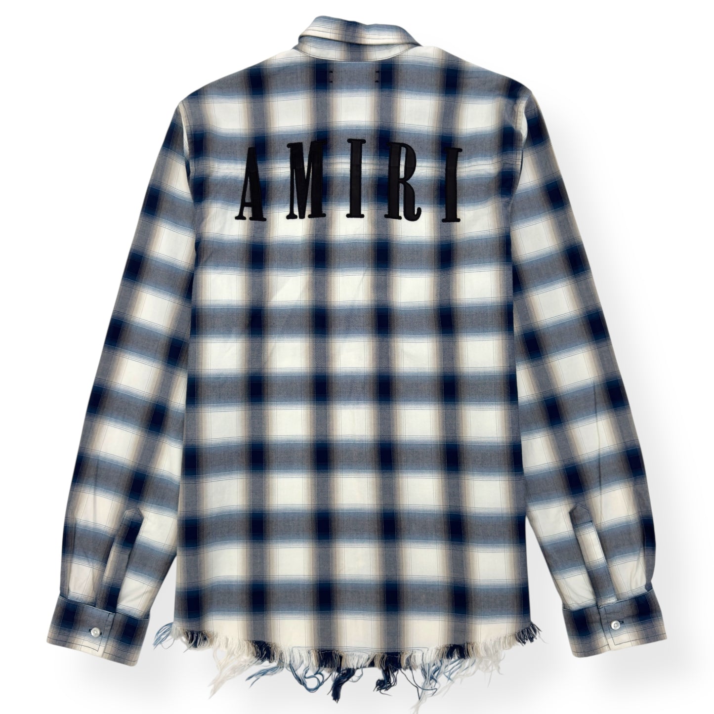 AMIRI DISTRESSED FLANNEL SHIRT BLUE / WHITE M