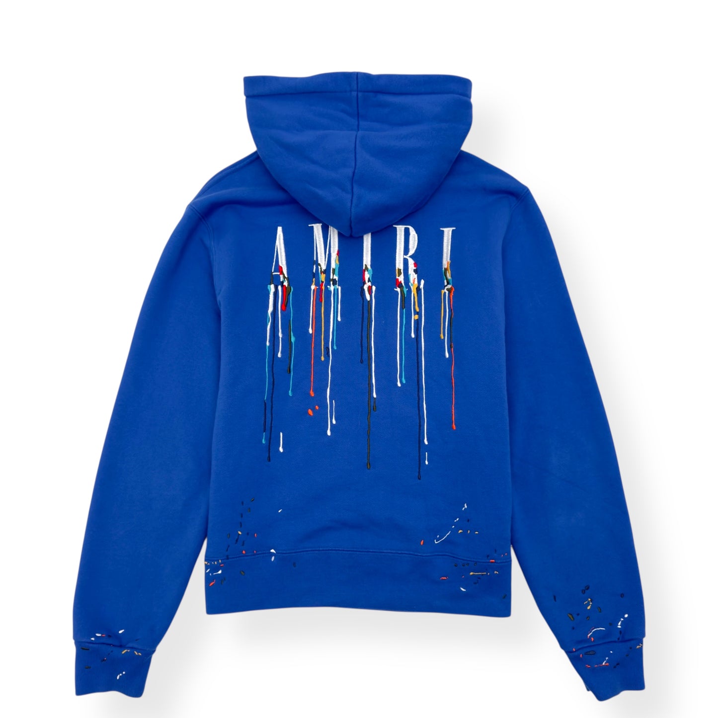 AMIRI EMBROIDERED PAINT DRIP CORE LOGO HOODIE BLUE M