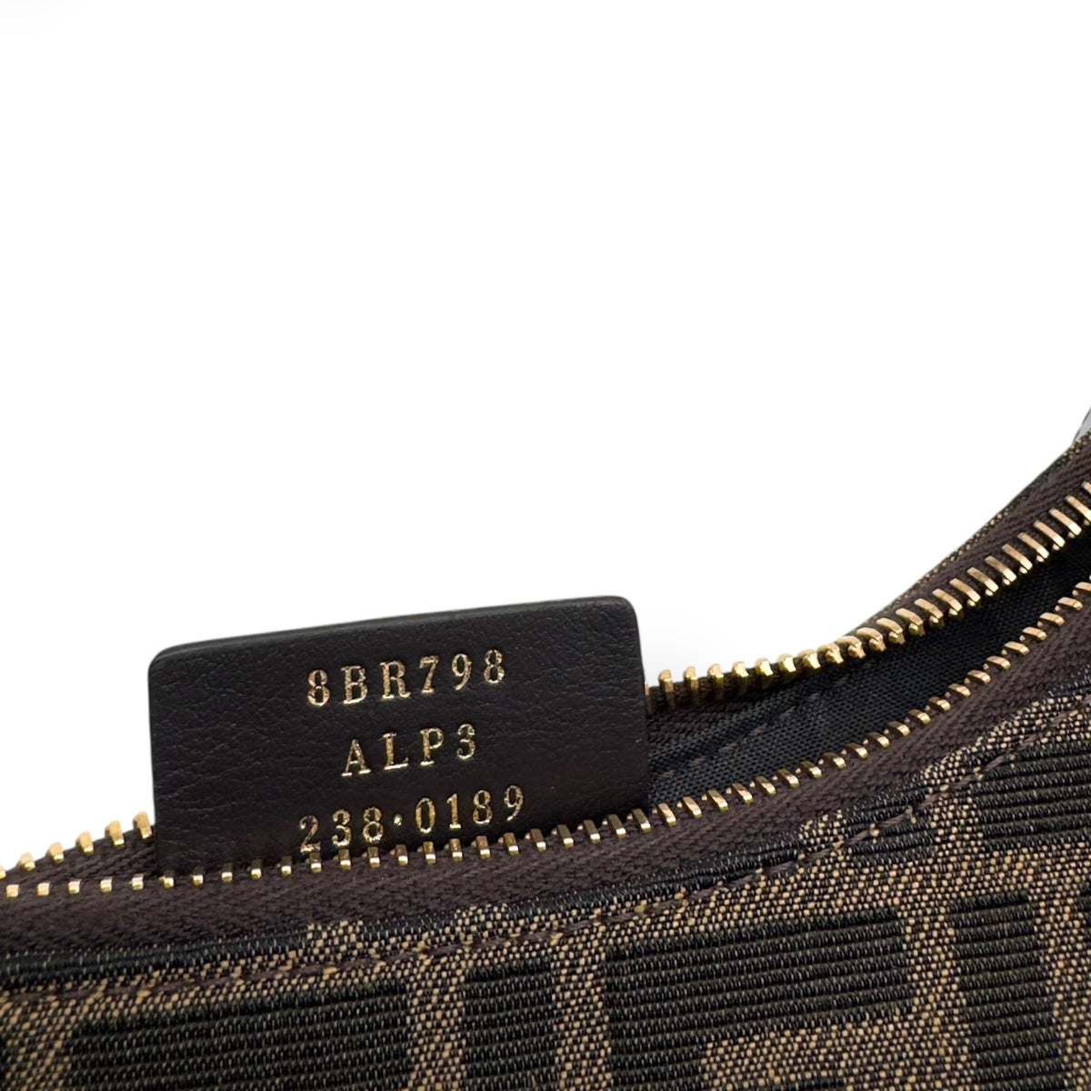 FENDI FENDIGRAPHY FF JACQUARD FABRIC BAG BLACK / BROWN S