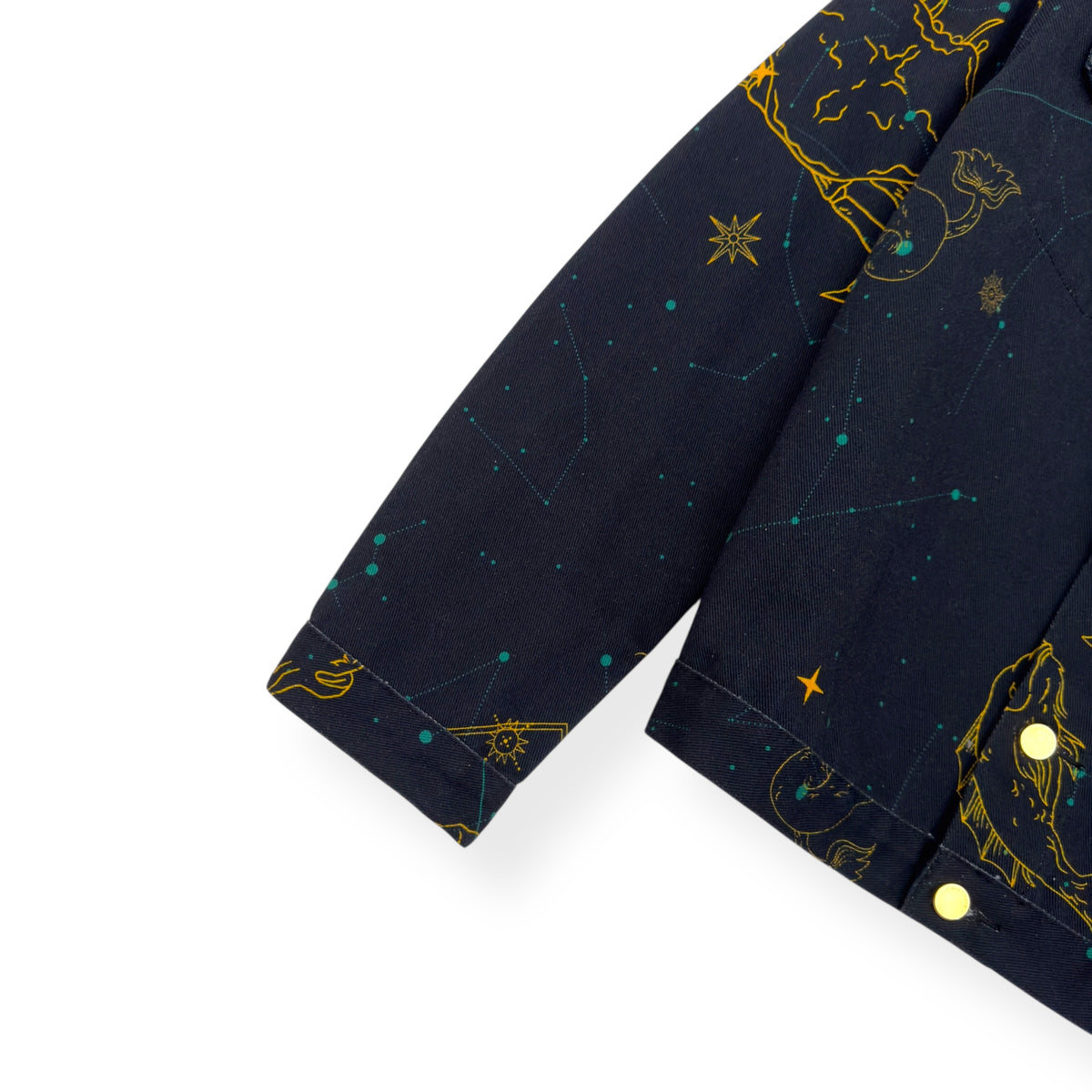 CASABLANCA CONSTELLATION GRAPHIC PRINT DENIM JACKET NAVY / YELLOW L