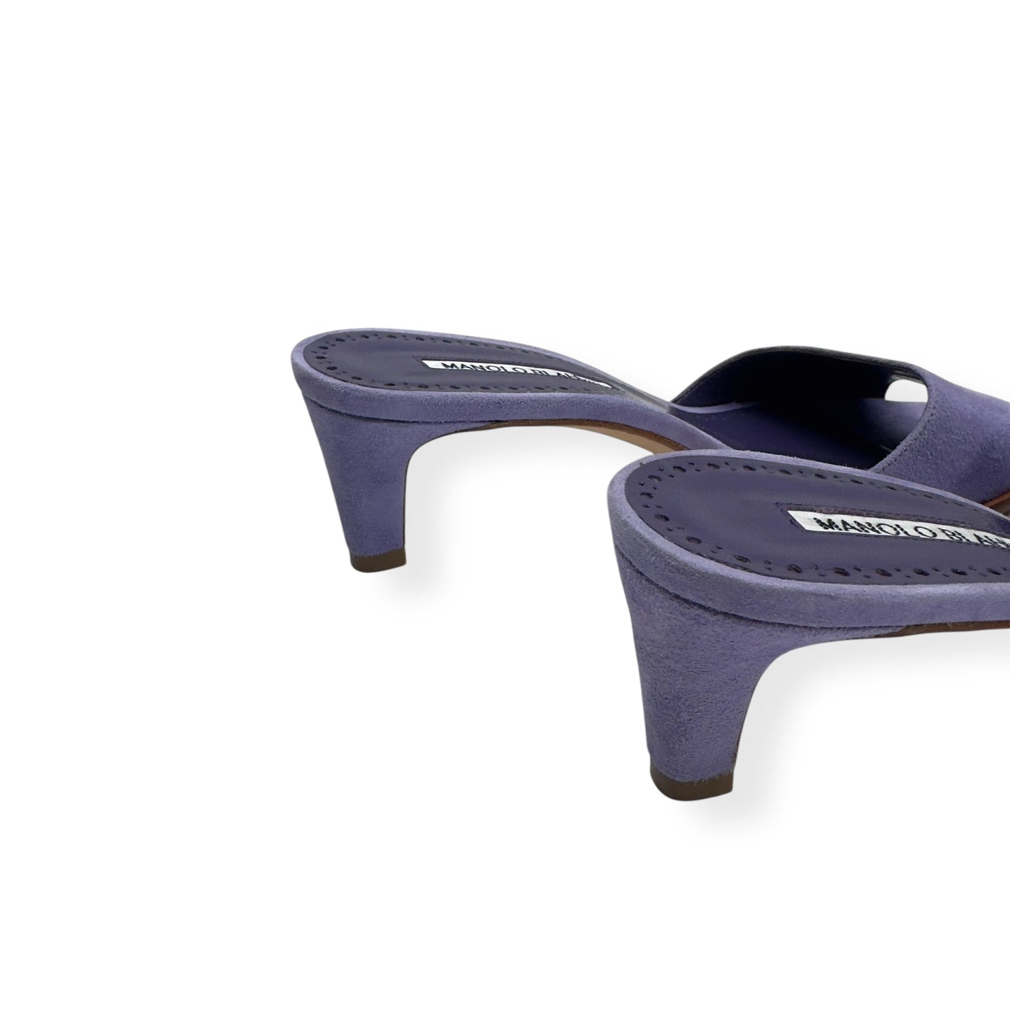 MANOLO BLAHNIK ARASPEMU 50 SUEDE MULES LILAC 37 / UK4