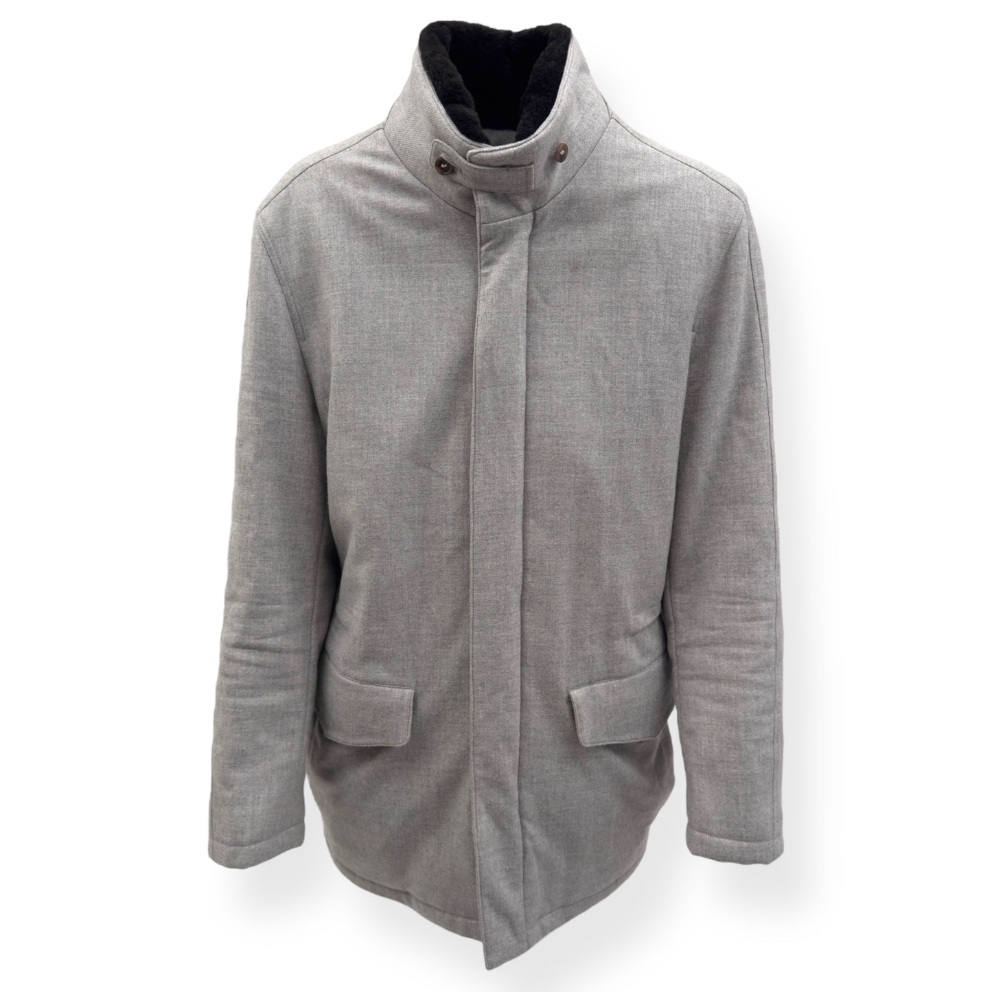 THOM SWEENEY BESPOKE WOOL / CASHMERE MID-LENGTH JACKET GREY 50 / M