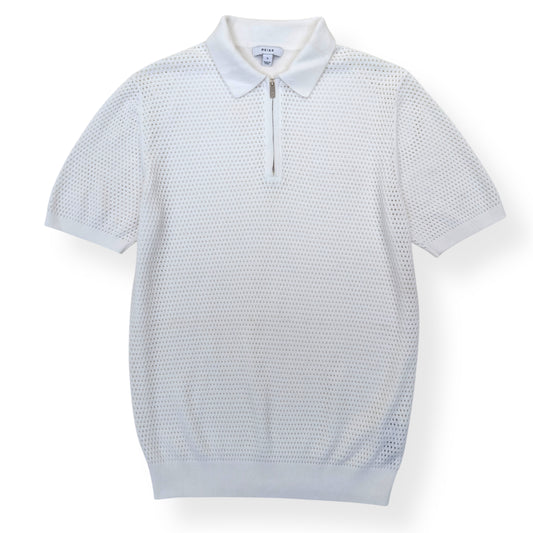 REISS SCOTTY HALF ZIP POLO SHIRT WHITE S