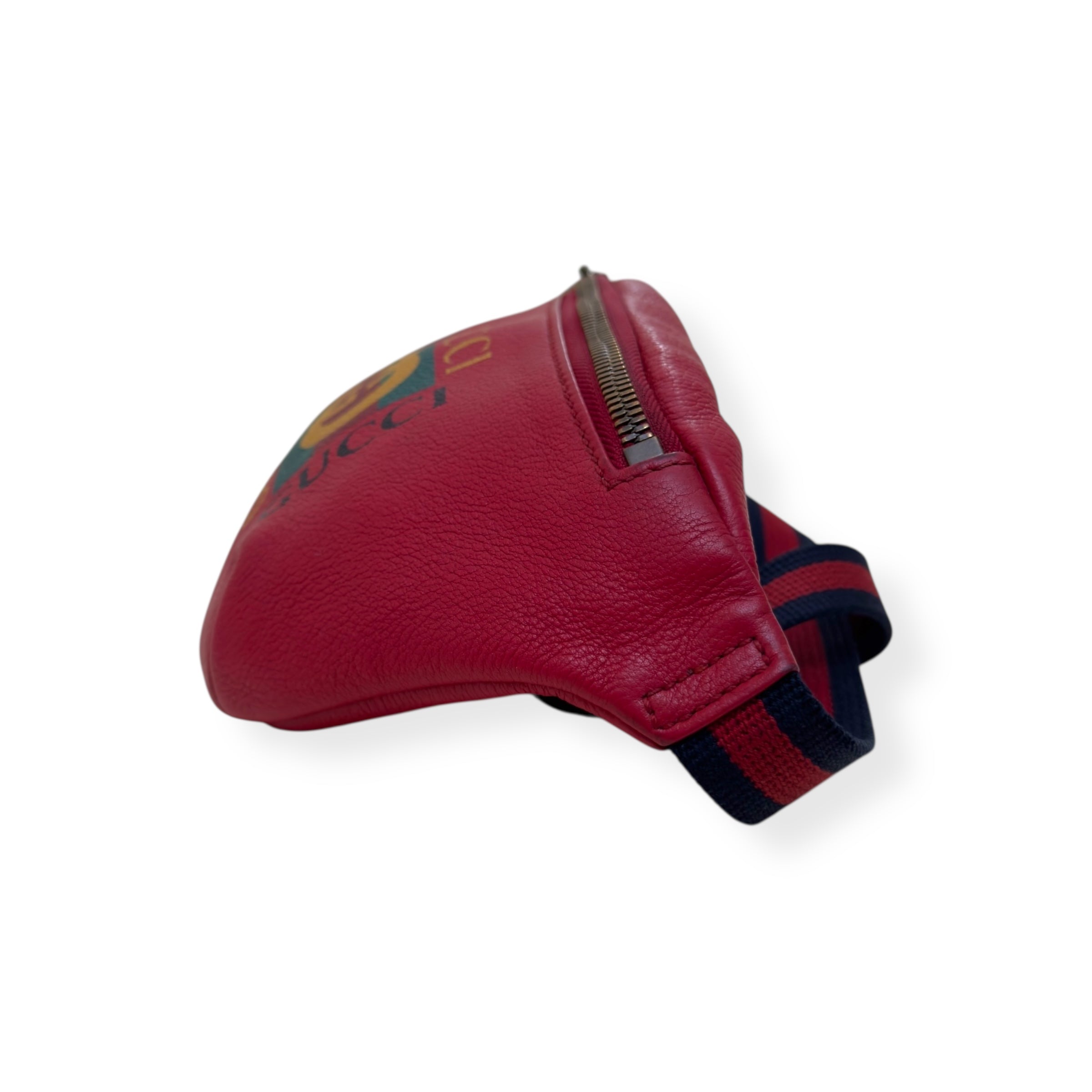 GUCCI LEATHER LOGO BELT BAG RED O/S