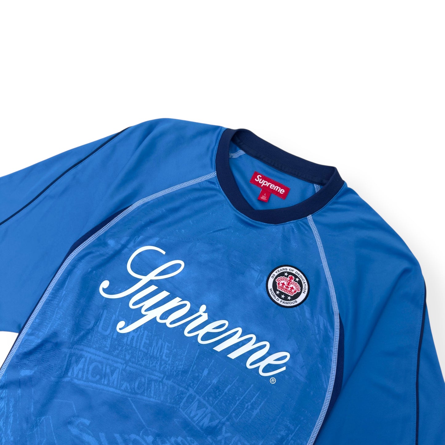 SUPREME JACQUARD SOCCER JERSEY BLUE L