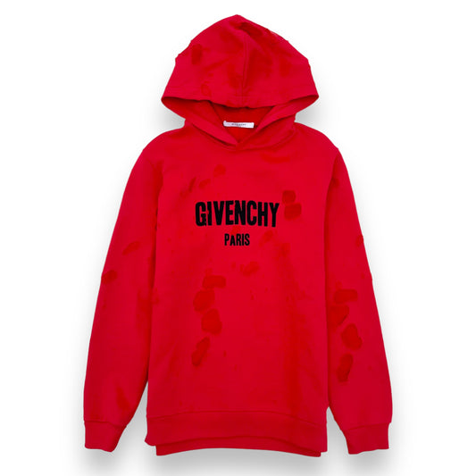 GIVENCHY DISTRESSED HOODIE RED / BLACK L