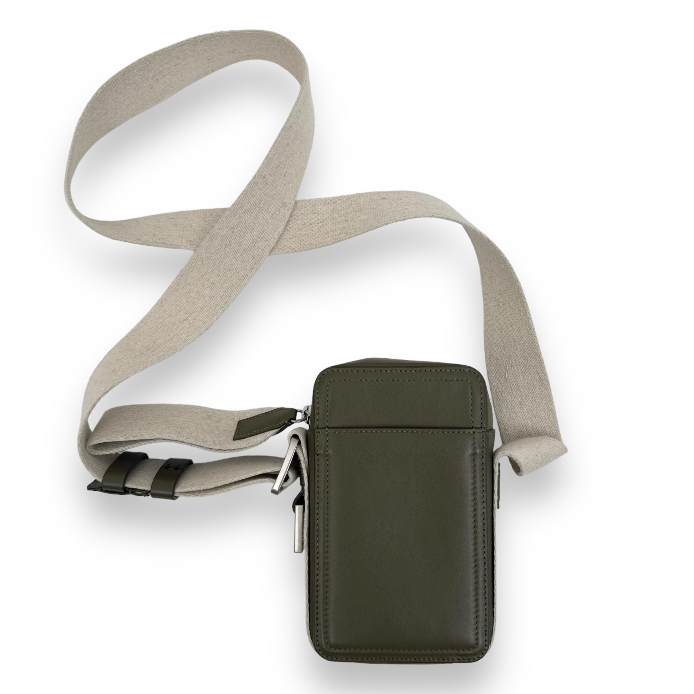JACQUEMUS LE CUERDA VERTICAL EN CUIR CROSS BODY BAG GREEN