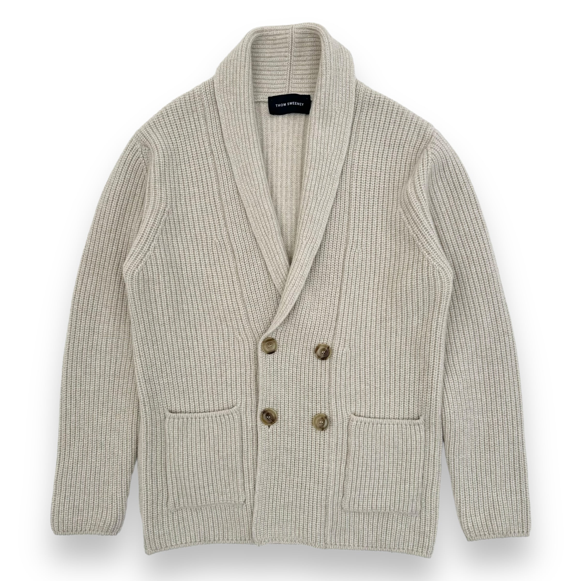 THOM SWEENEY SINGLE BREASTED WOOL / CASHMERE SHAWL CARDIGAN CREAM L