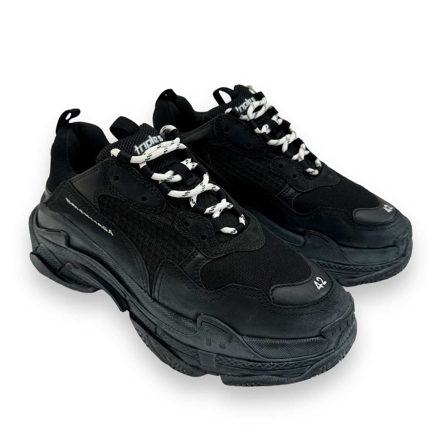 BALENCIAGA TRIPLE S DISTRESSED SNEAKER BLACK UK8