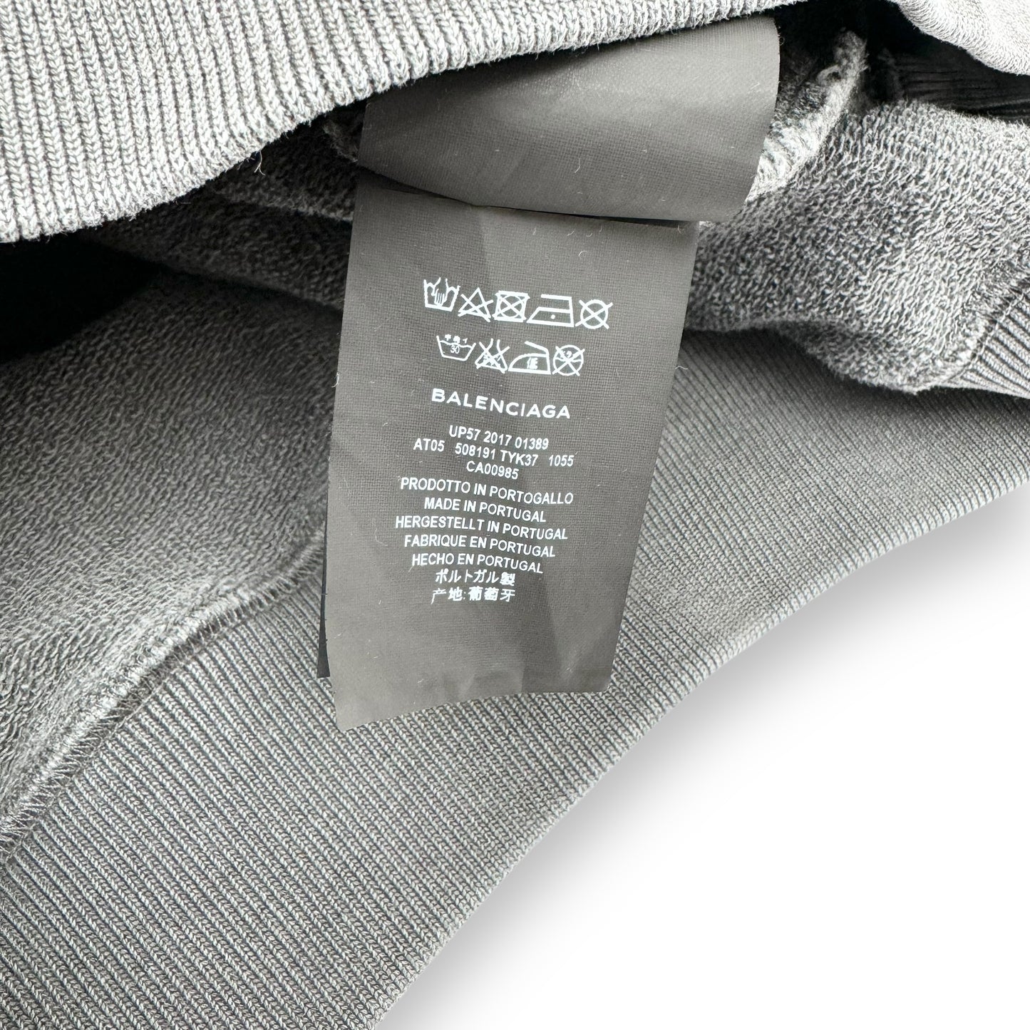 BALENCIAGA PINTED LOOPBACK COTTON-JERSEY HOODIE GREY L