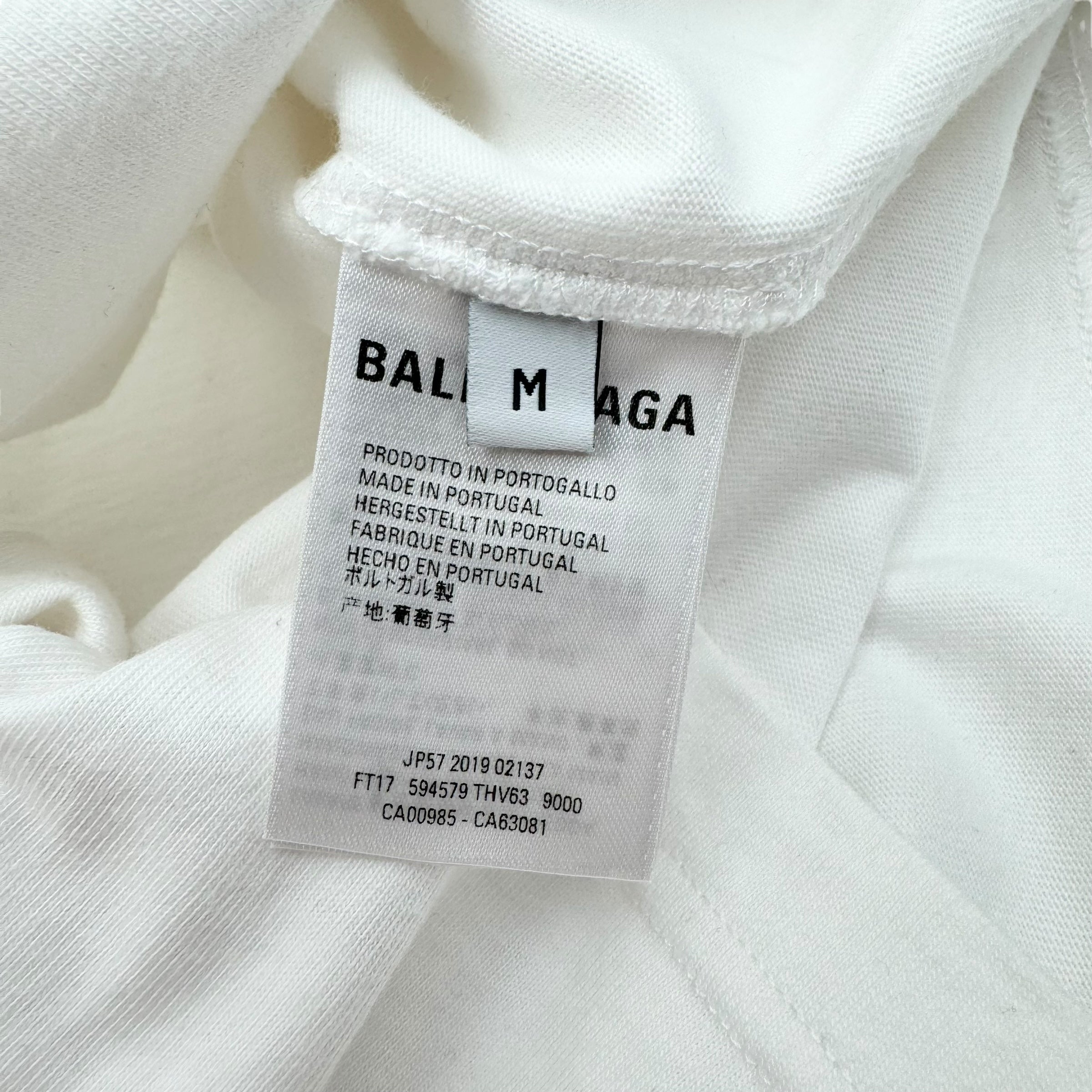 BALENCIAGA BIO-LOGO PRINT COTTON T-SHIRT WHITE / GREEN M