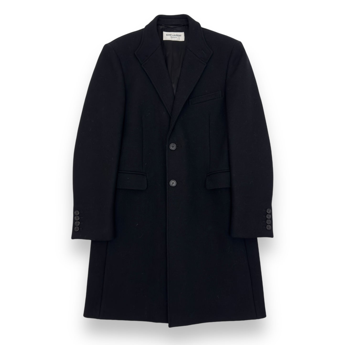 SAINT LAURENT WOOL COAT BLACK XL