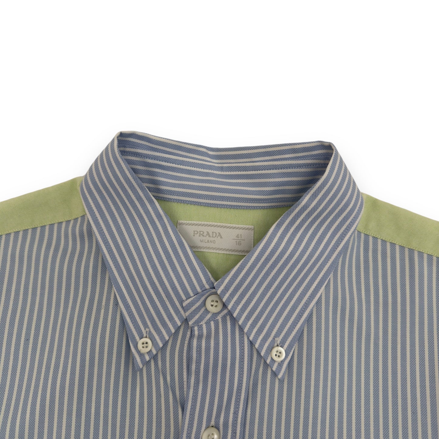 PRADA COLOURBLOCKED STRIPED SHIRT BLUE / BLACK / PINK / GREEN XL