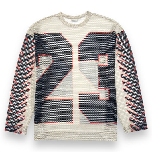 DRIES VAN NOTEN OVERSIZED HEGLAND PRINTED MESH JERSEY GREY L