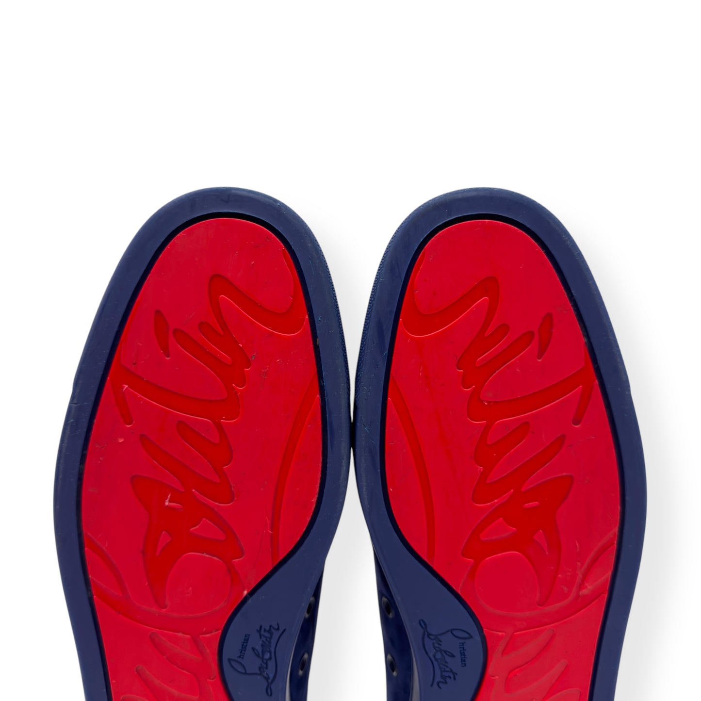 CHRISTIAN LOUBOUTIN LOUIS JUNIOR SPIKE SUEDE SNEAKER NAVY BLUE 43 / UK9