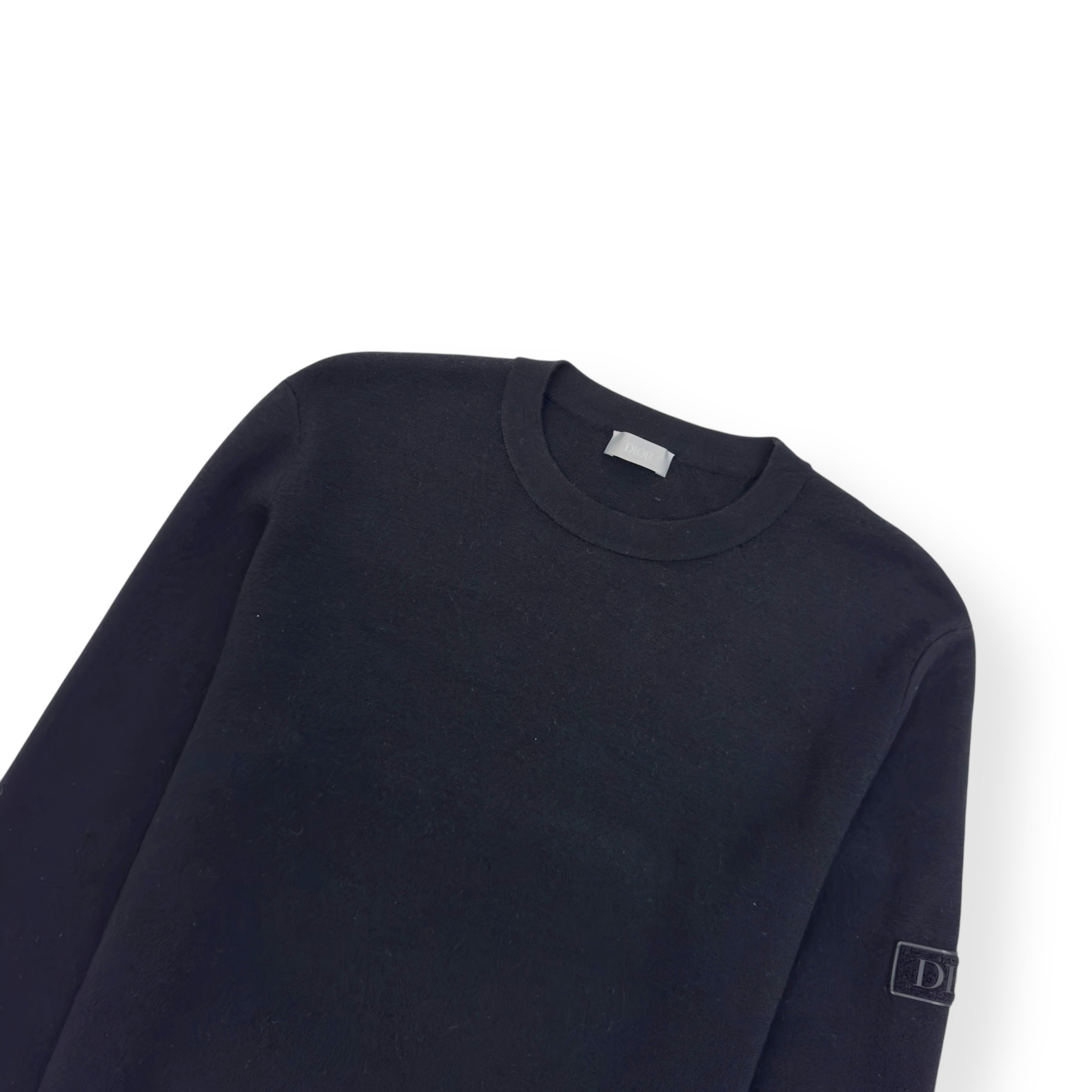 DIOR LOGO PATCH CREWNECK WOOL SWEATER BLACK L