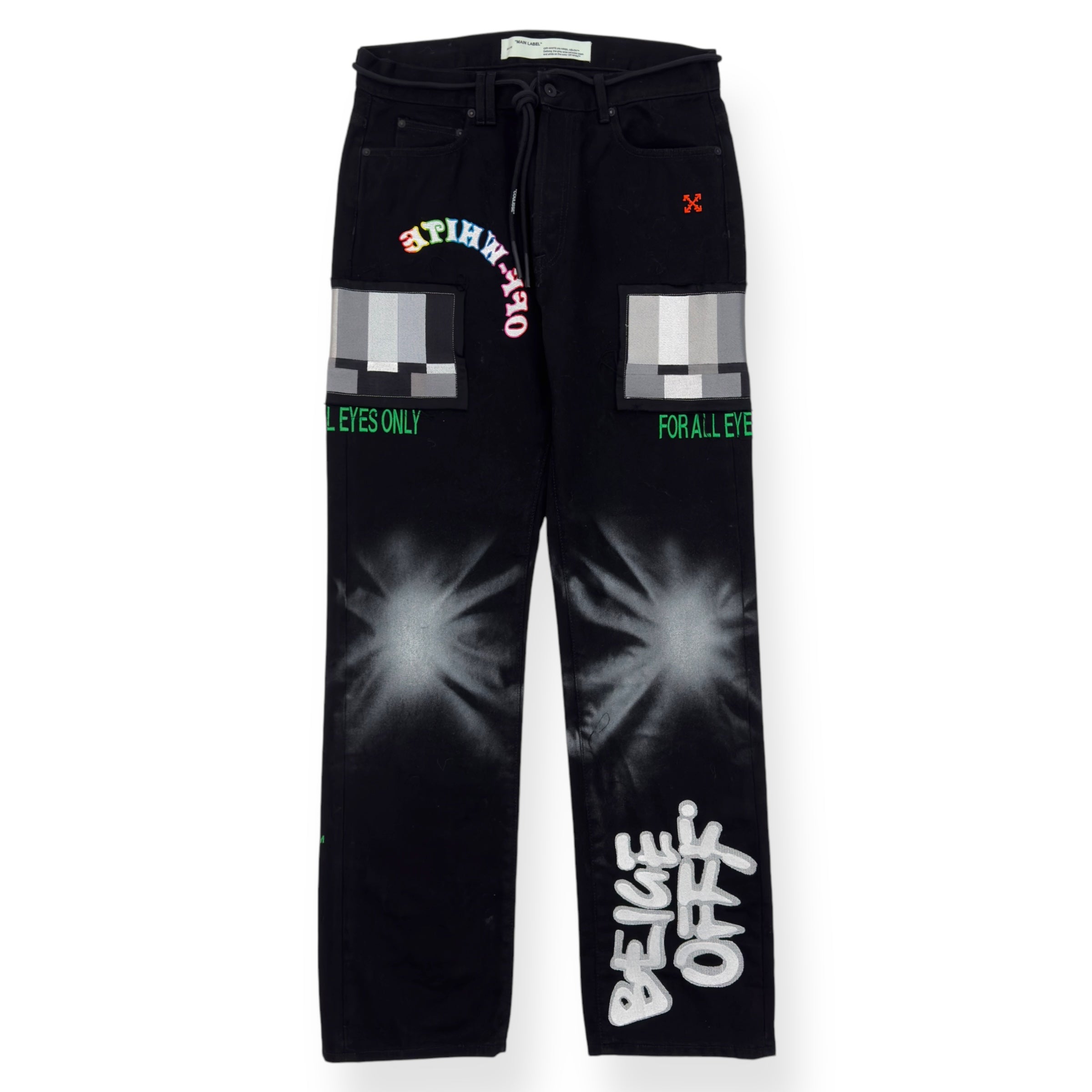 OFF-WHITE X EV BRAVADO 5 POCKET DENIM JEANS BLACK W34”