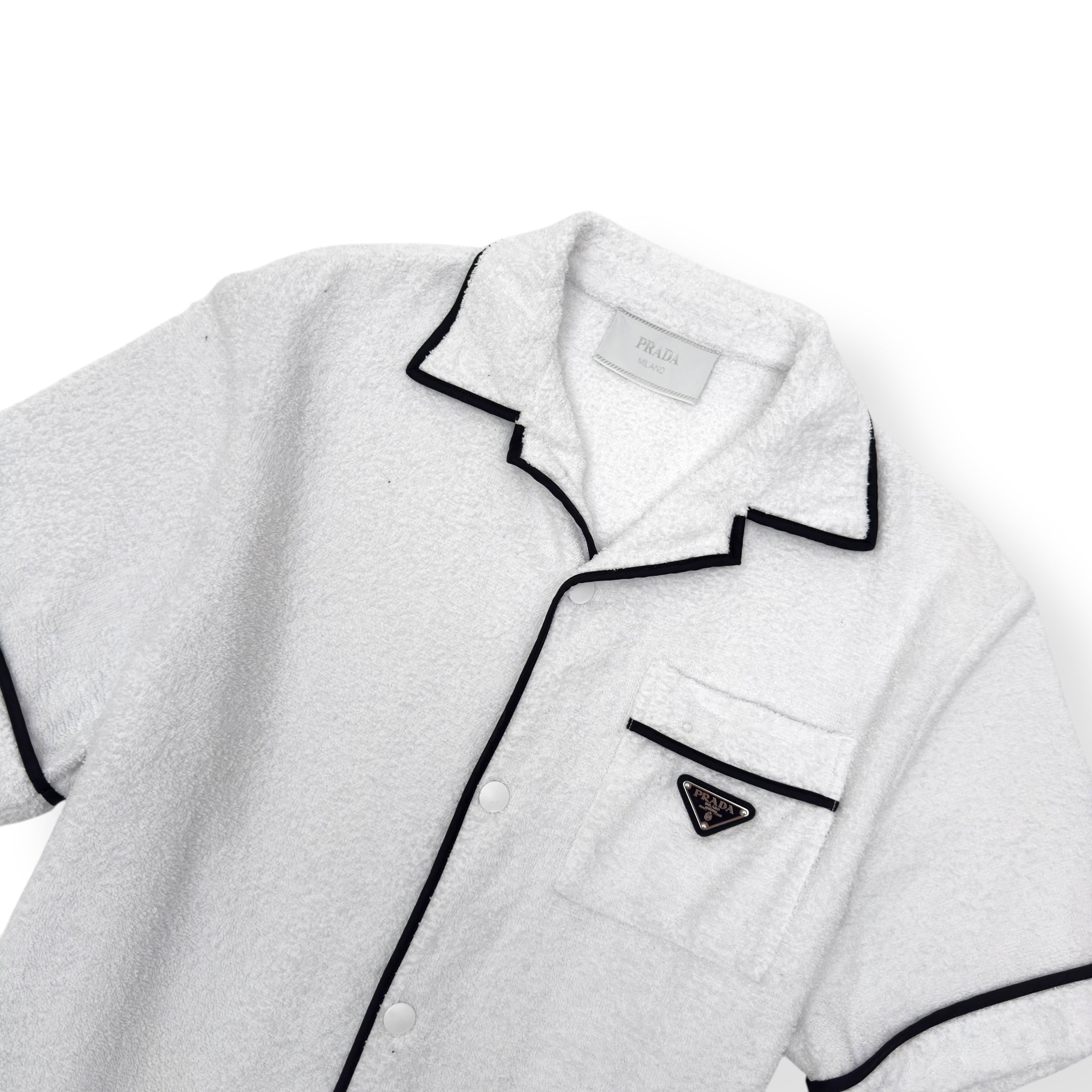 PRADA COTTON BOWLING SHIRT WHITE / BLACK M