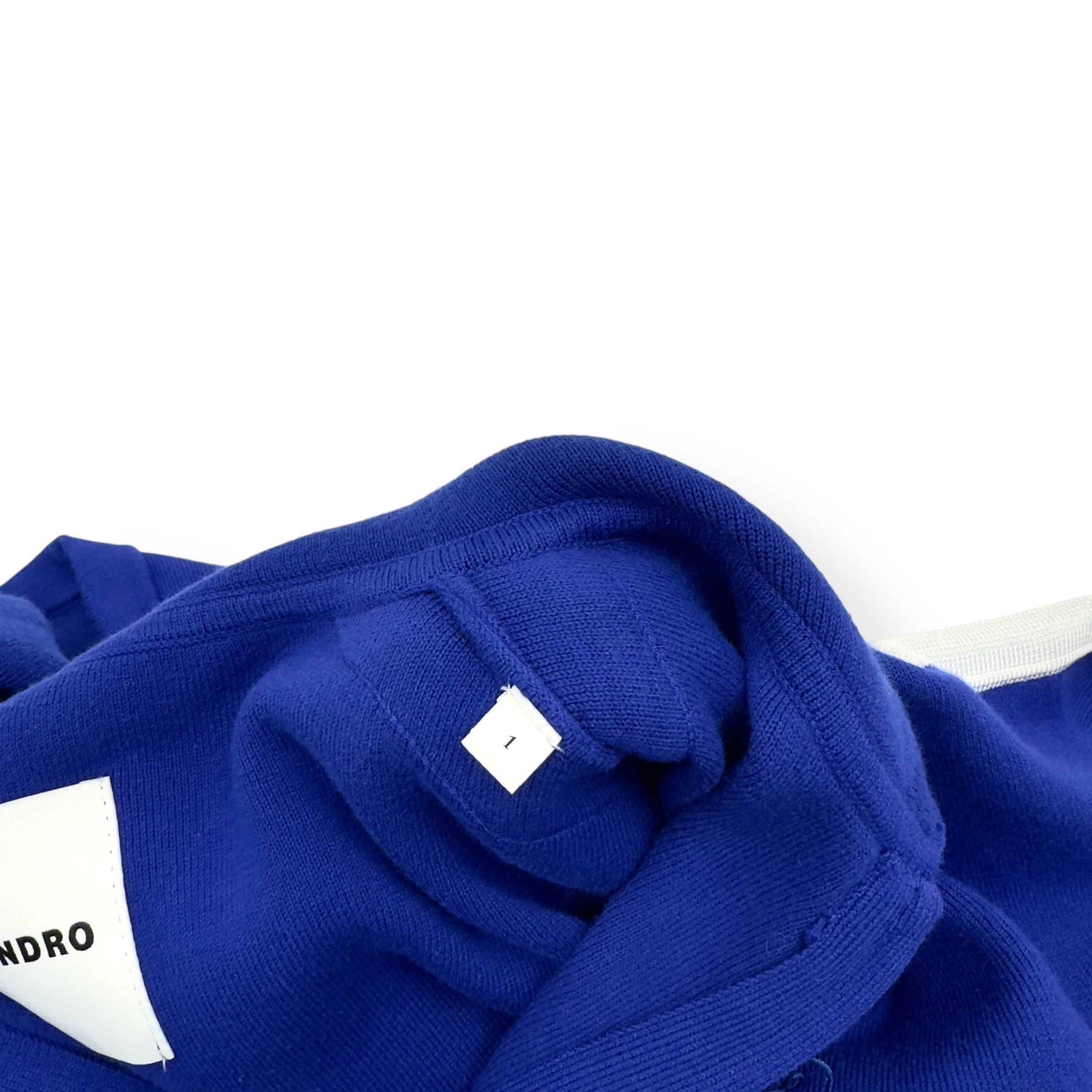SANDRO HOODED ZIP-UP HOODIE BLUE / WHITE 1 / UK8 / S