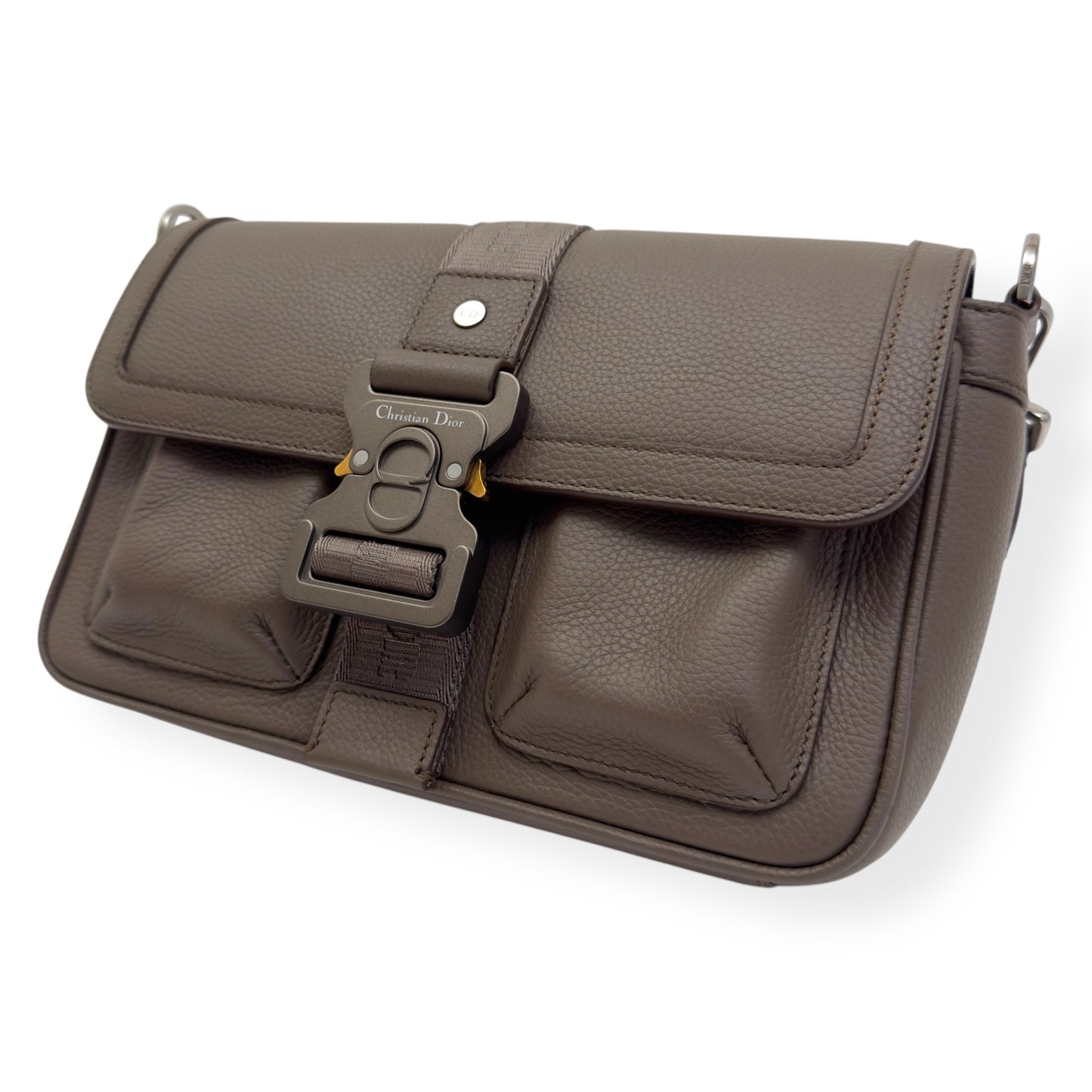 DIOR HIT THE ROAD GRAINED CALFSKIN SHOULDER BAG BROWN S