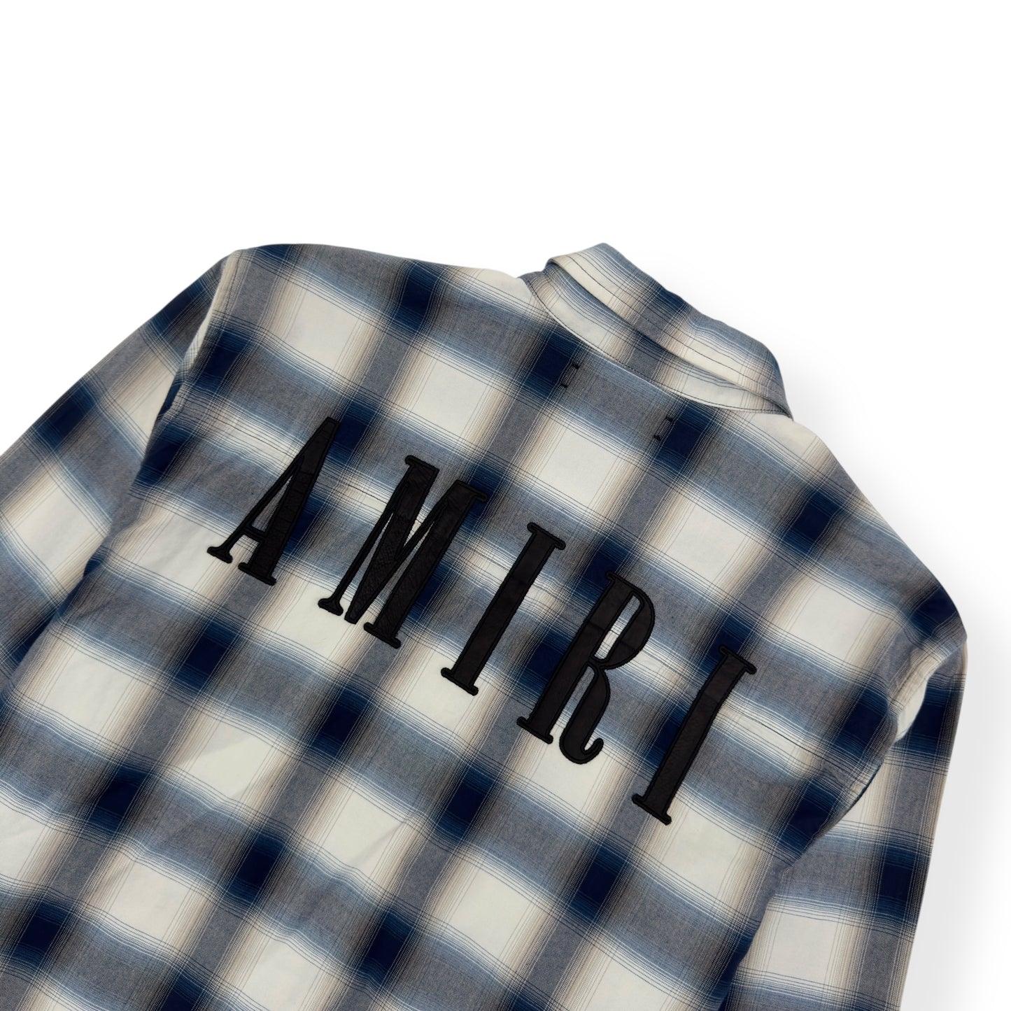 AMIRI DISTRESSED FLANNEL SHIRT BLUE / WHITE M