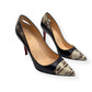 CHRISTIAN LOUBOUTIN PIGALLE WATER SNAKE TOE CAP CUT OUT PUMPS BLACK 36 / UK3