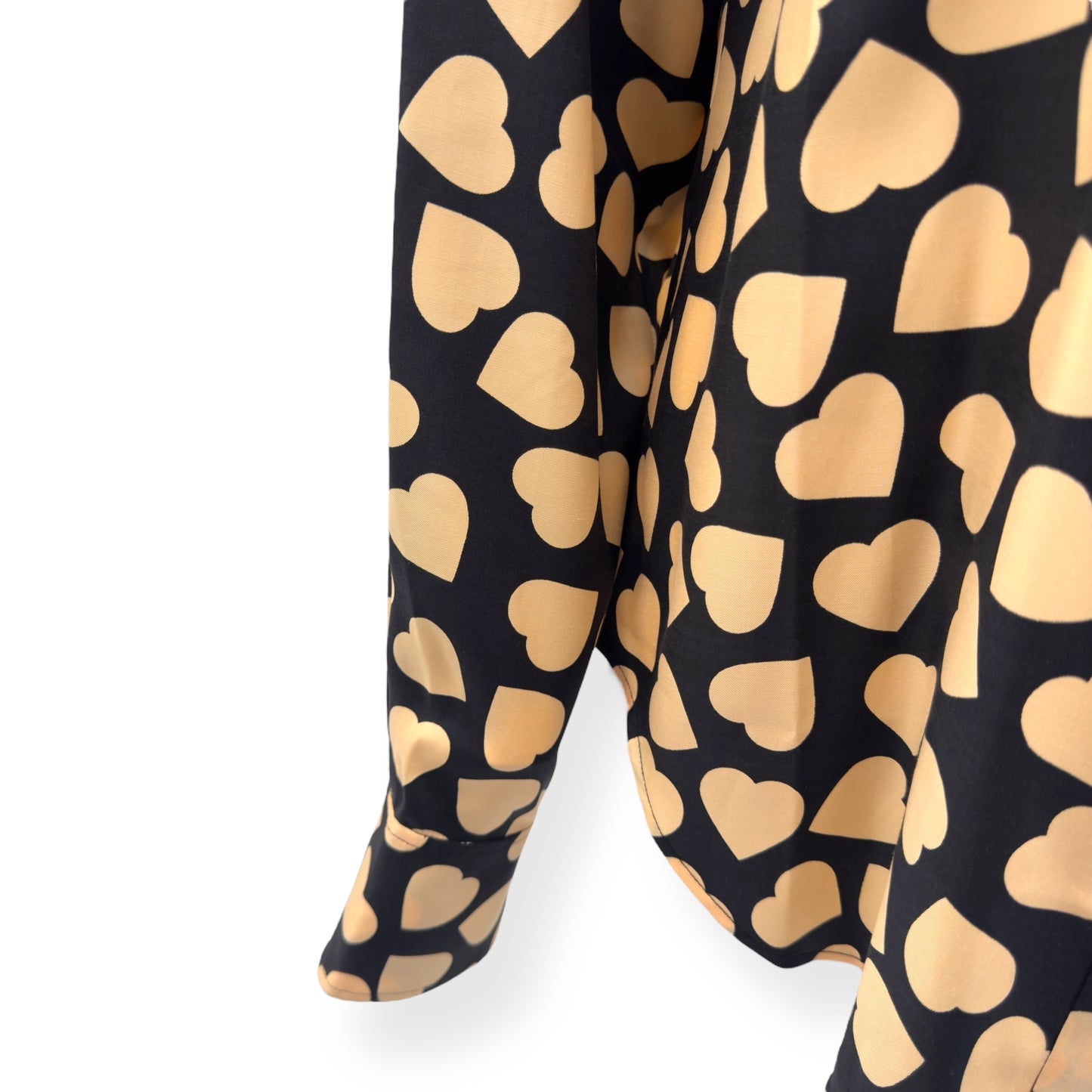 EQUIPMENT MELANNI HEART-PRINT SATIN-JERSEY SHIRT BLOUSE BLACK XL