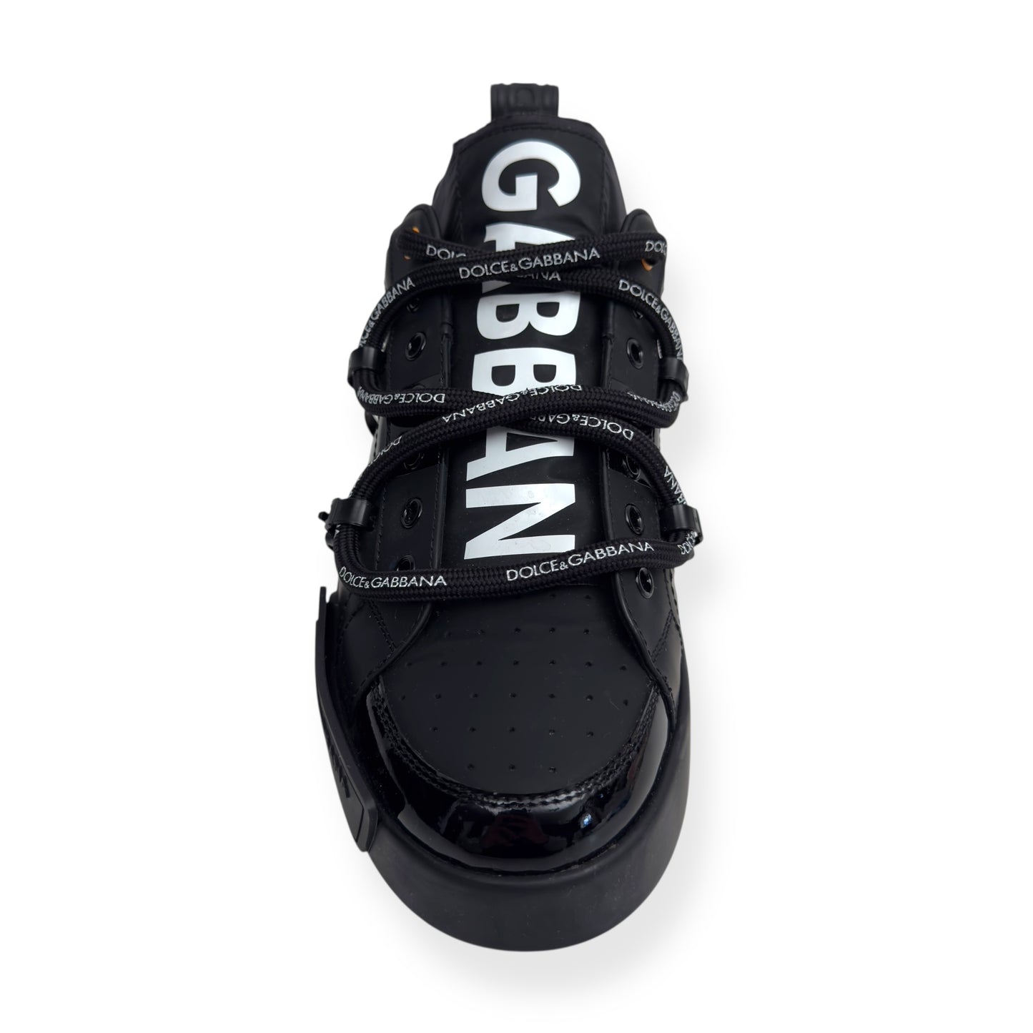 DOLCE & GABBANA PORTOFINO LEATHER SNEAKER BLACK UK9.5