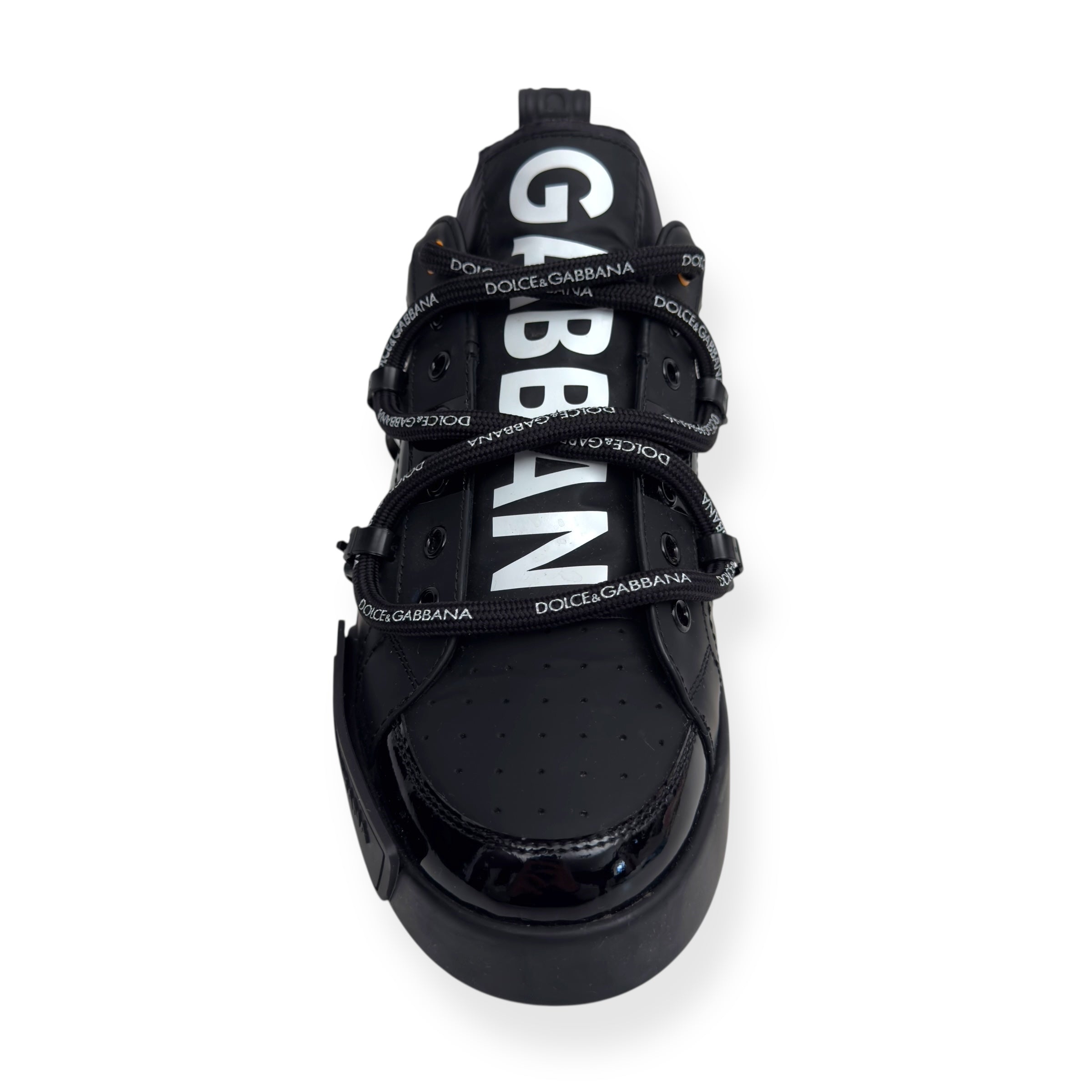 DOLCE & GABBANA PORTOFINO LEATHER SNEAKER BLACK UK9.5
