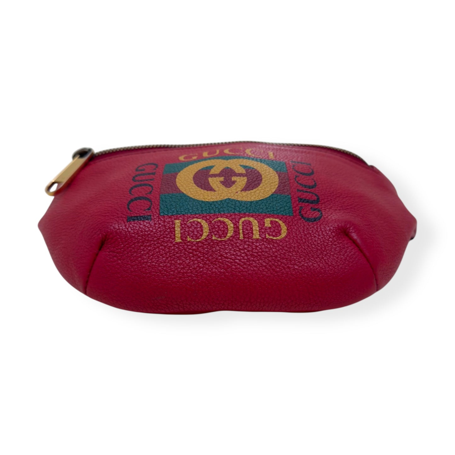 GUCCI LEATHER LOGO BELT BAG RED O/S