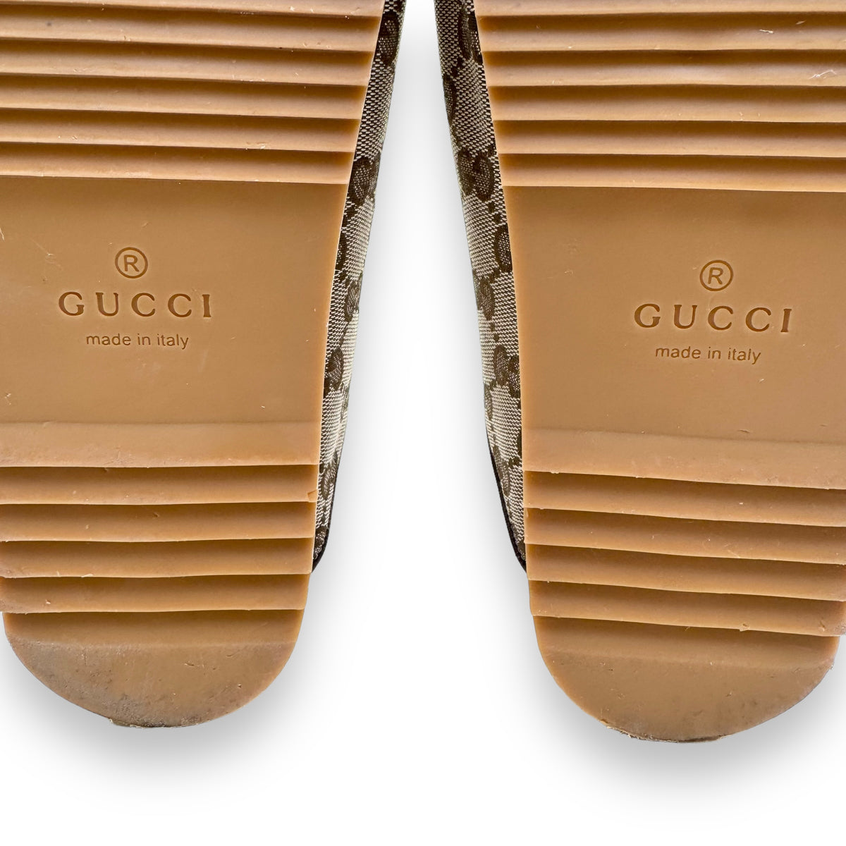 GUCCI GG MONOGRAM CANVAS SLIDE SANDAL BEIGE / EBONY UK1O