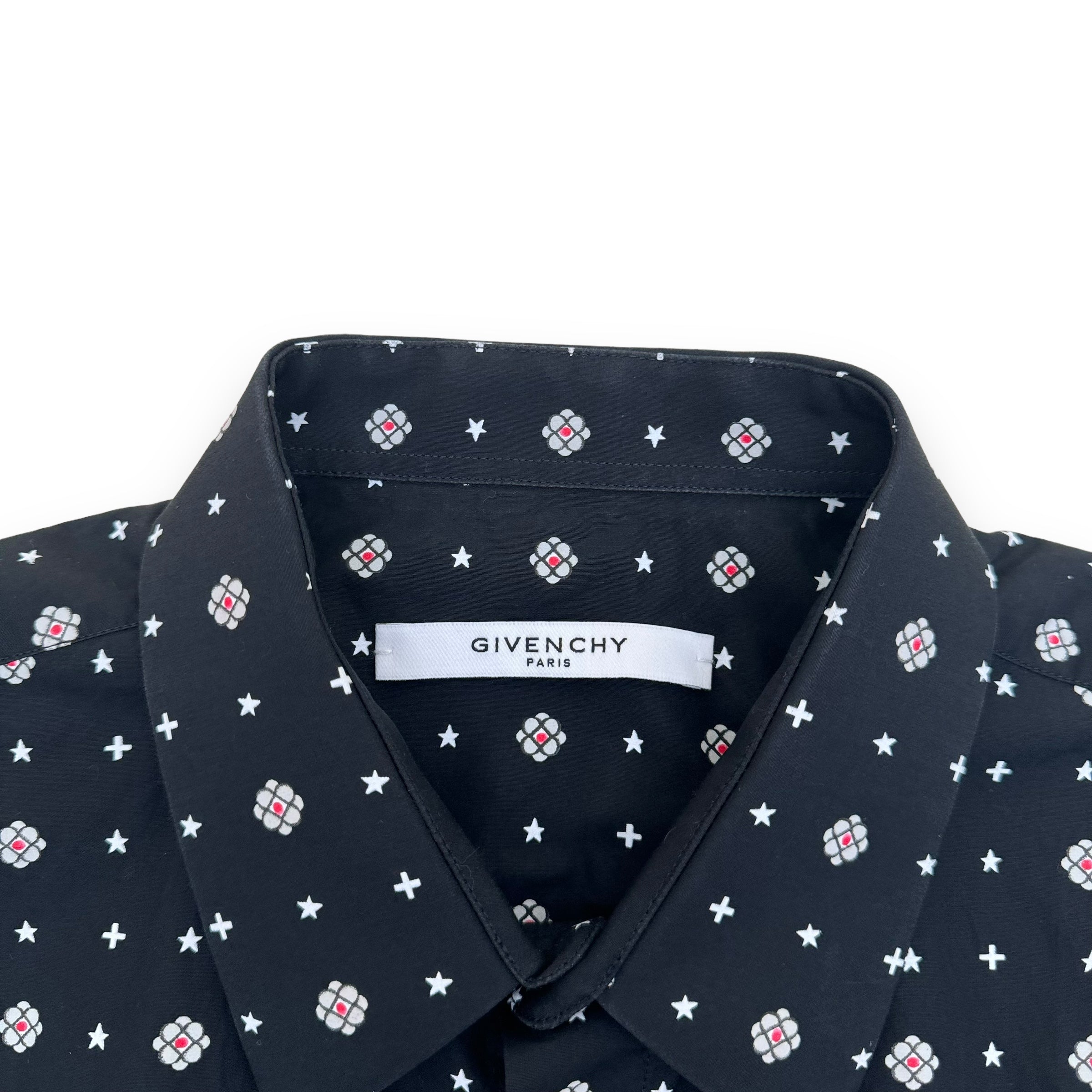 GIVENCHY MICRO PATTERNED LONG SLEEVE SHIRT BLACK L