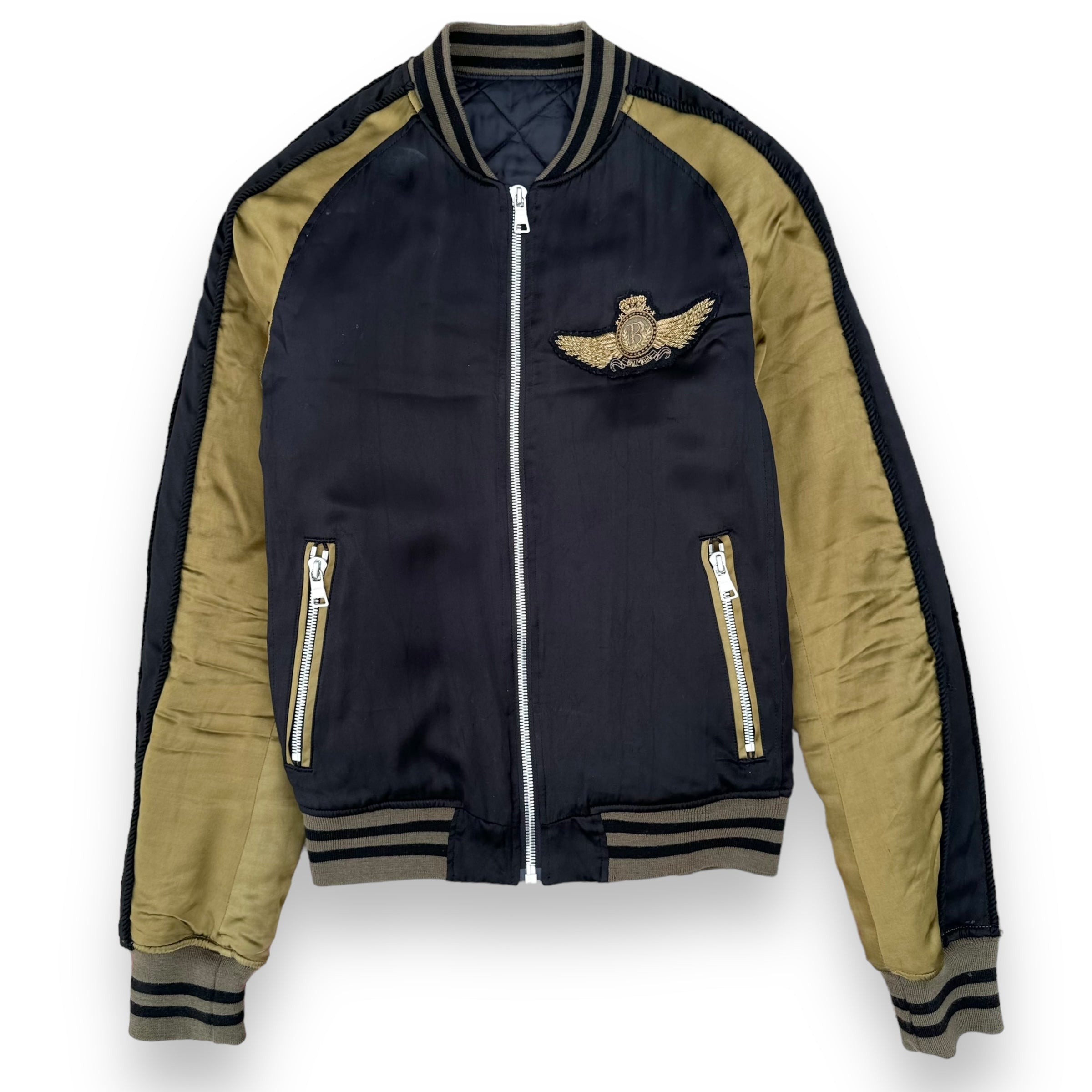 BALMAIN TEDDY JACKET GREEN / BLACK L