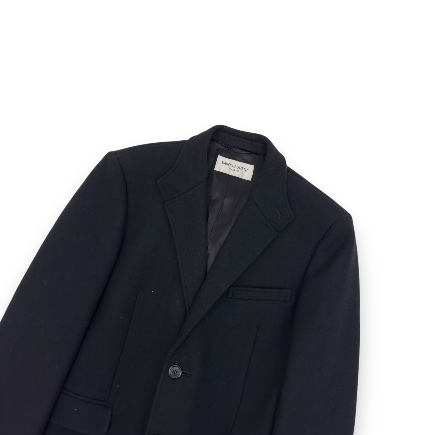 SAINT LAURENT WOOL COAT BLACK XL