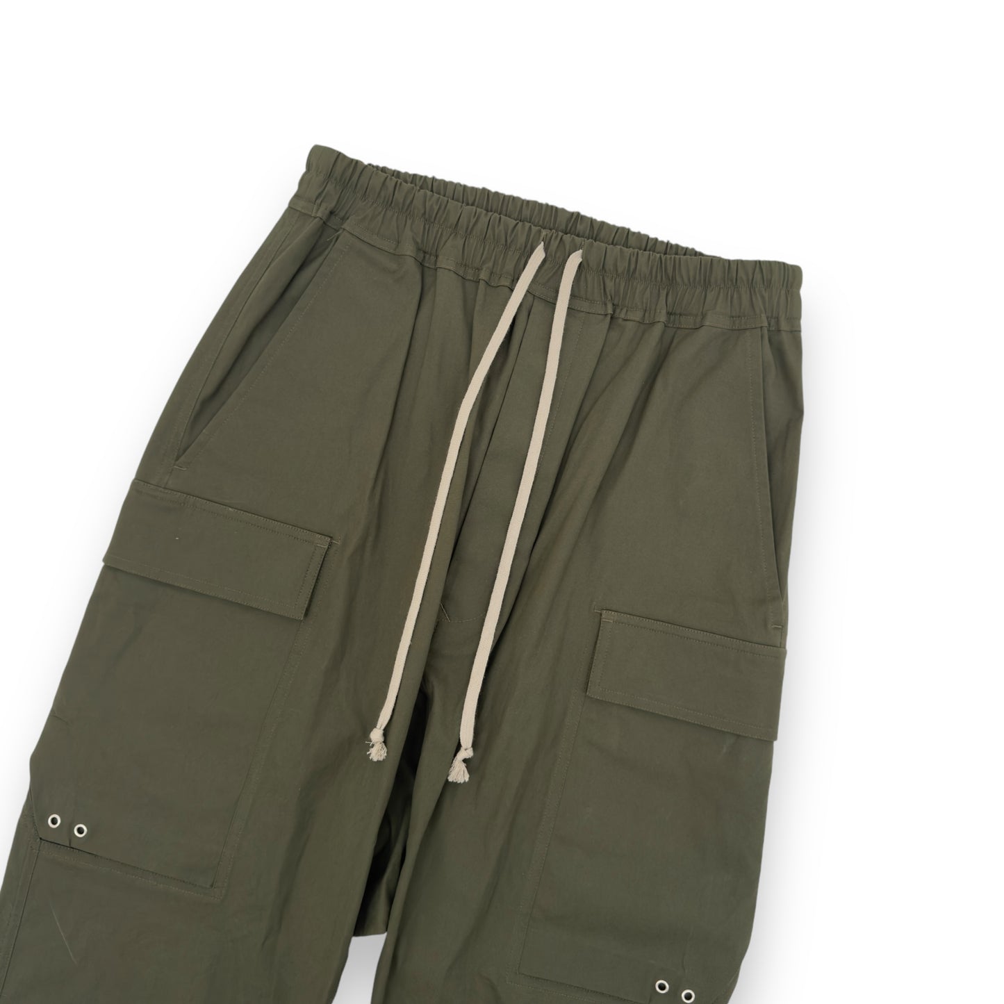 RICK OWENS GETHSEMANE FW21 DRAWSTRING CARGO PANTS GREEN M