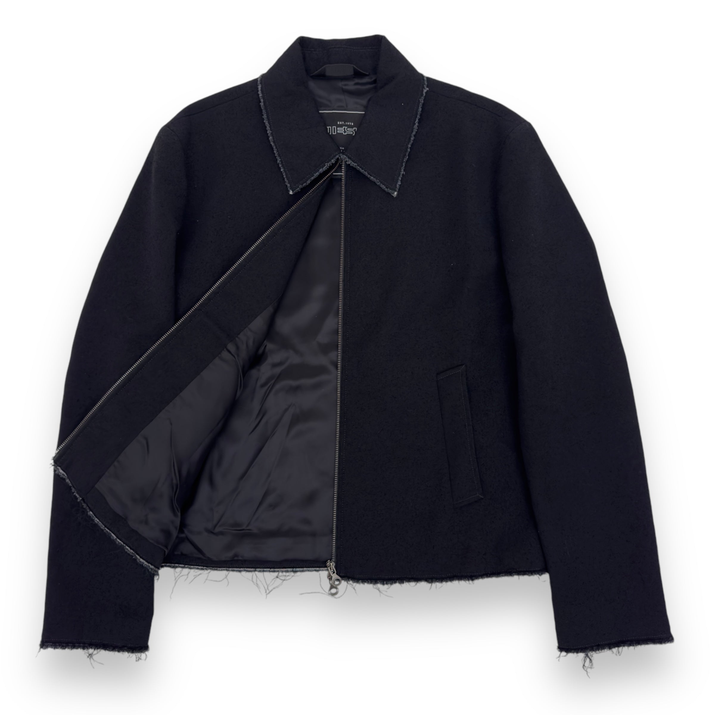 DIESEL J-PROM-FRINGES FRAYED BOUCLE JACKET BLACK M