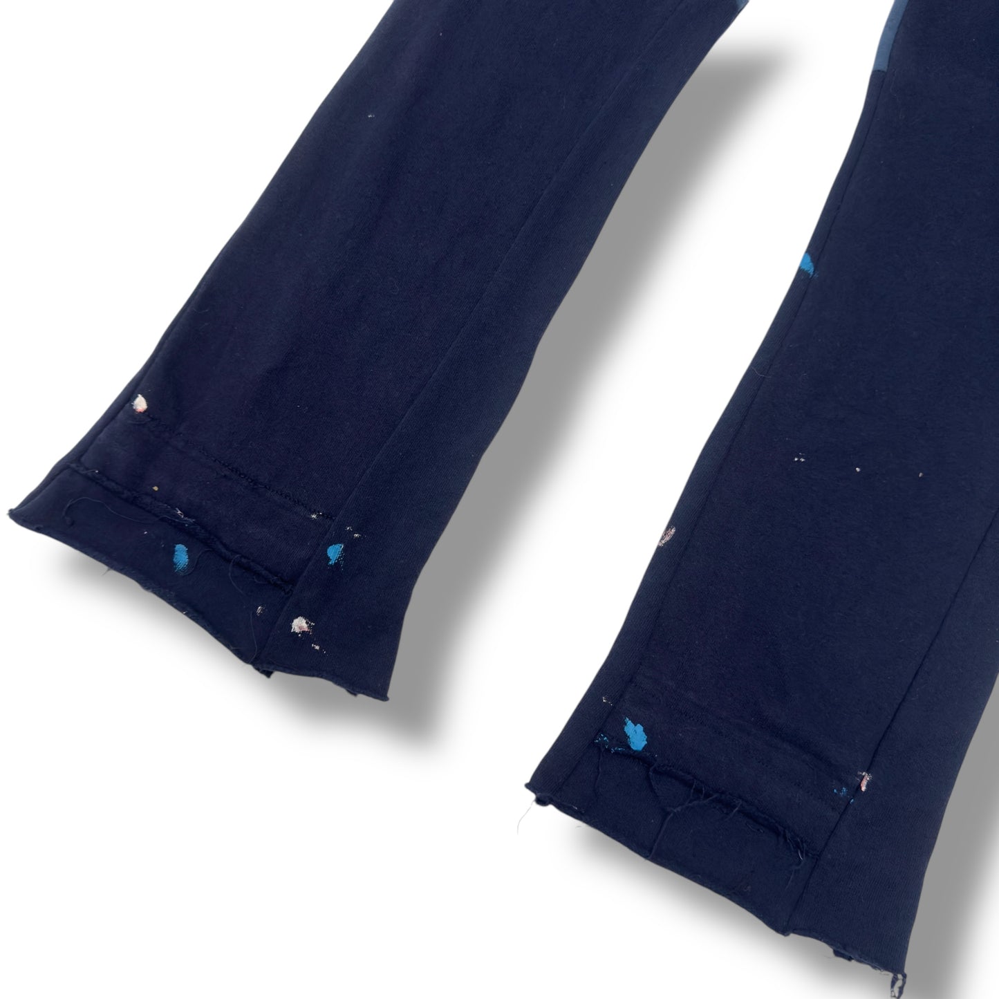 JEANIUS BAR ATELIER FLARED PAINT DISTRESSED SWEATPANTS BLUE M