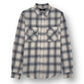 AMIRI FLANNEL LOGO APPLIQUÉ BRUSHED COTTON SHIRT BLUE / BLACK M