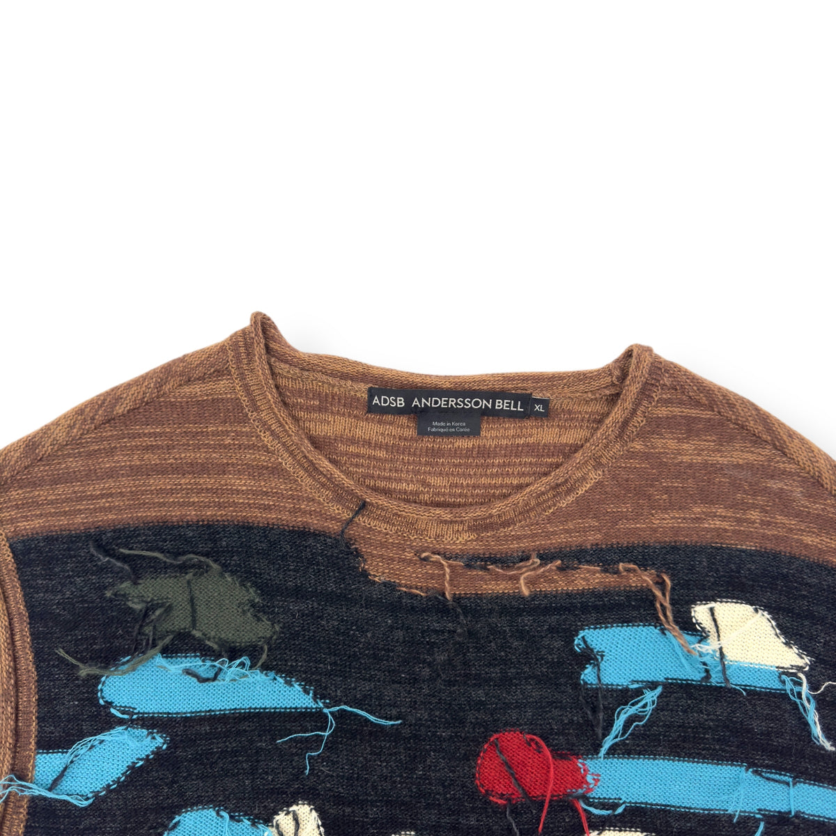 ANDERSSON BELL BLOTCH INTARSIA CREW-NECK VEST BROWN XL
