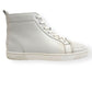 CHRISTIAN LOUBOUTIN LOU SPIKE FLAT CALF HIGH TOP SNEAKER WHITE UK10.5