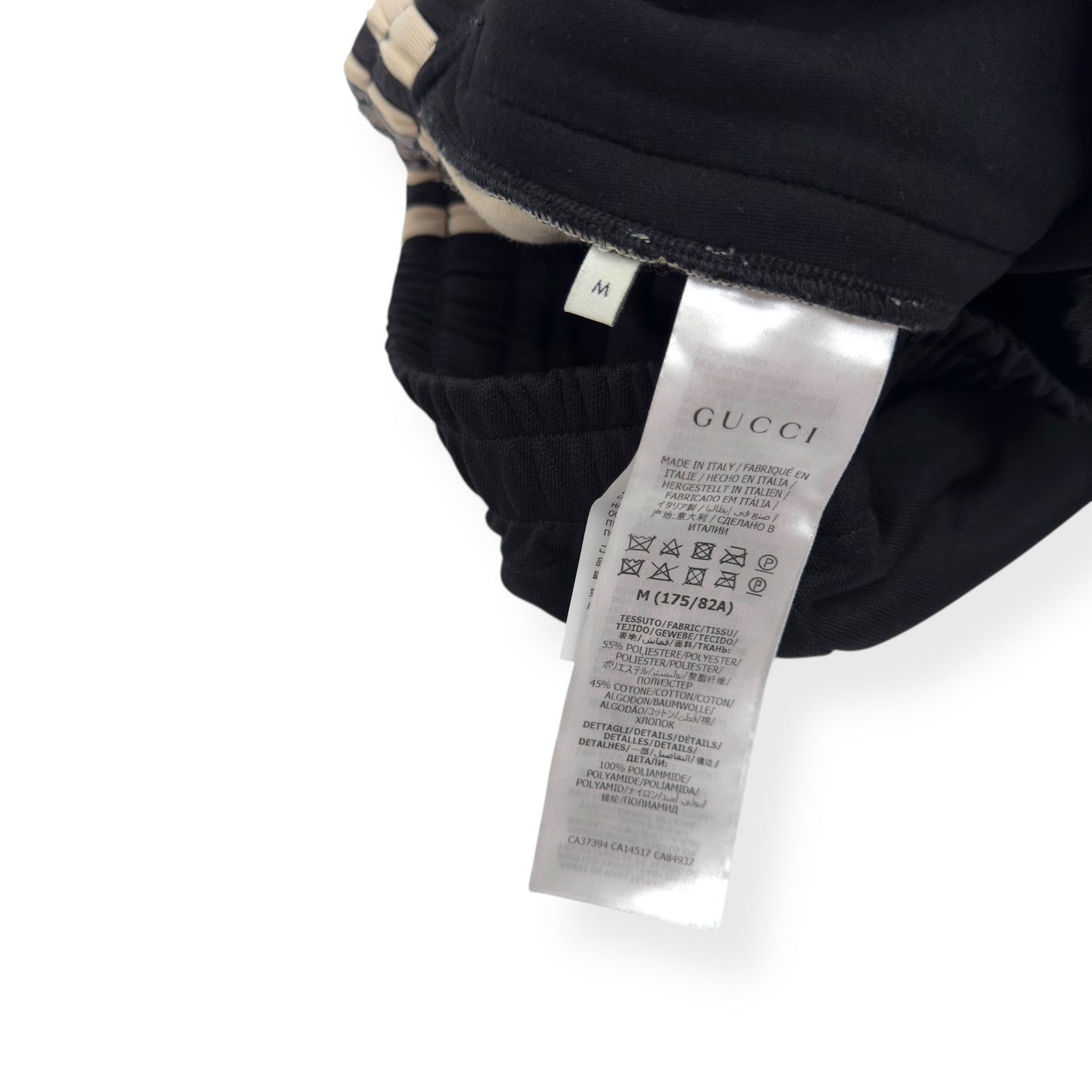 GUCCI TECHNICAL JERSEY TRACK PANTS BLACK / GREY M