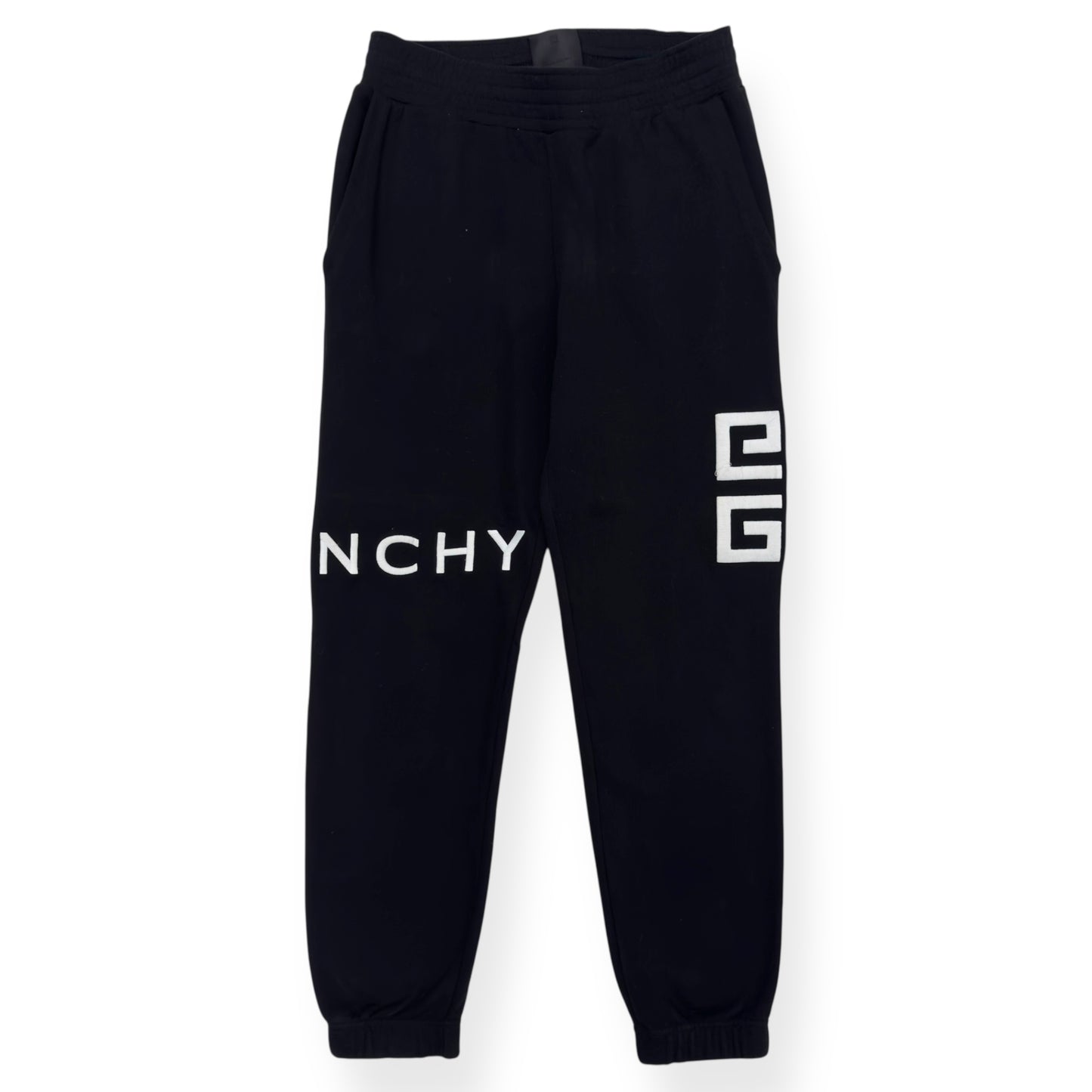GIVENCHY 4G LOGO EMBROIDERED SWEAT PANTS BLACK / WHITE M