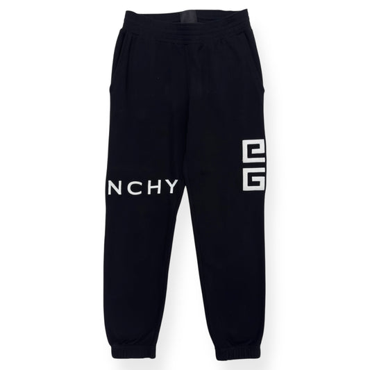 GIVENCHY 4G LOGO EMBROIDERED SWEAT PANTS BLACK / WHITE M