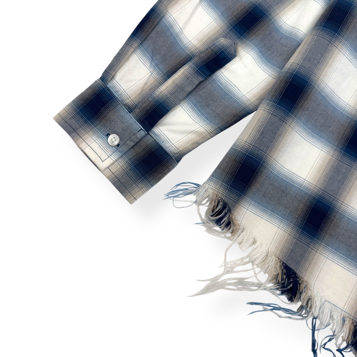 AMIRI DISTRESSED FLANNEL SHIRT BLUE / WHITE M